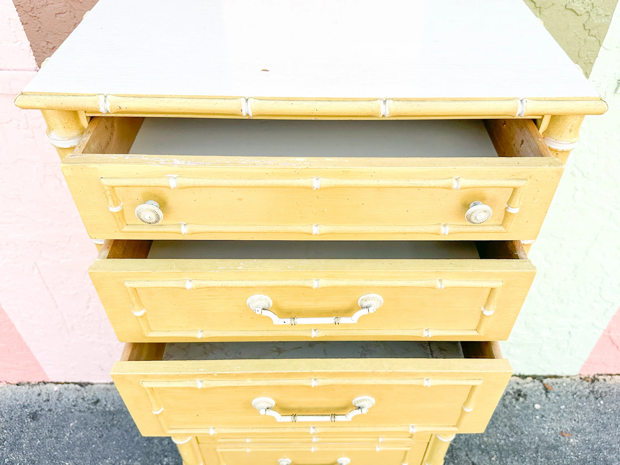 Thomasville Yellow Faux Bamboo Lingerie Chest - Image 14