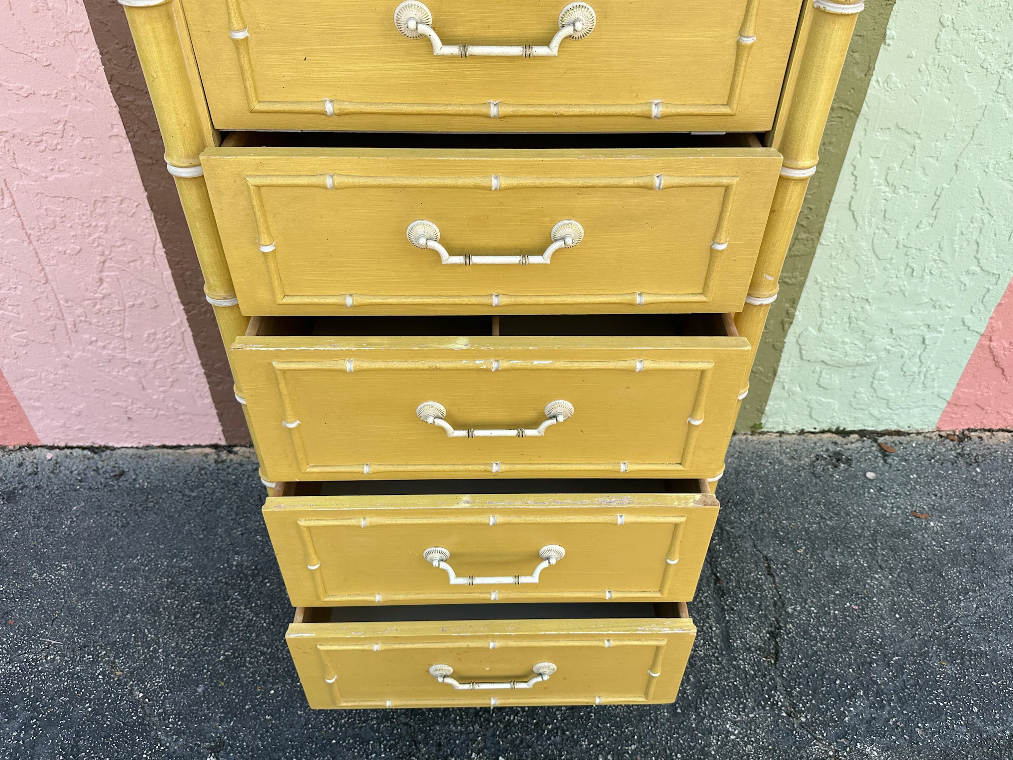 Thomasville Yellow Faux Bamboo Lingerie Chest - Image 16