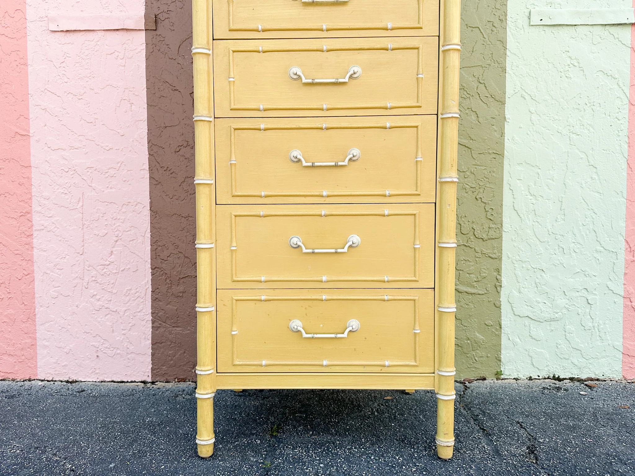Thomasville Yellow Faux Bamboo Lingerie Chest - Image 2