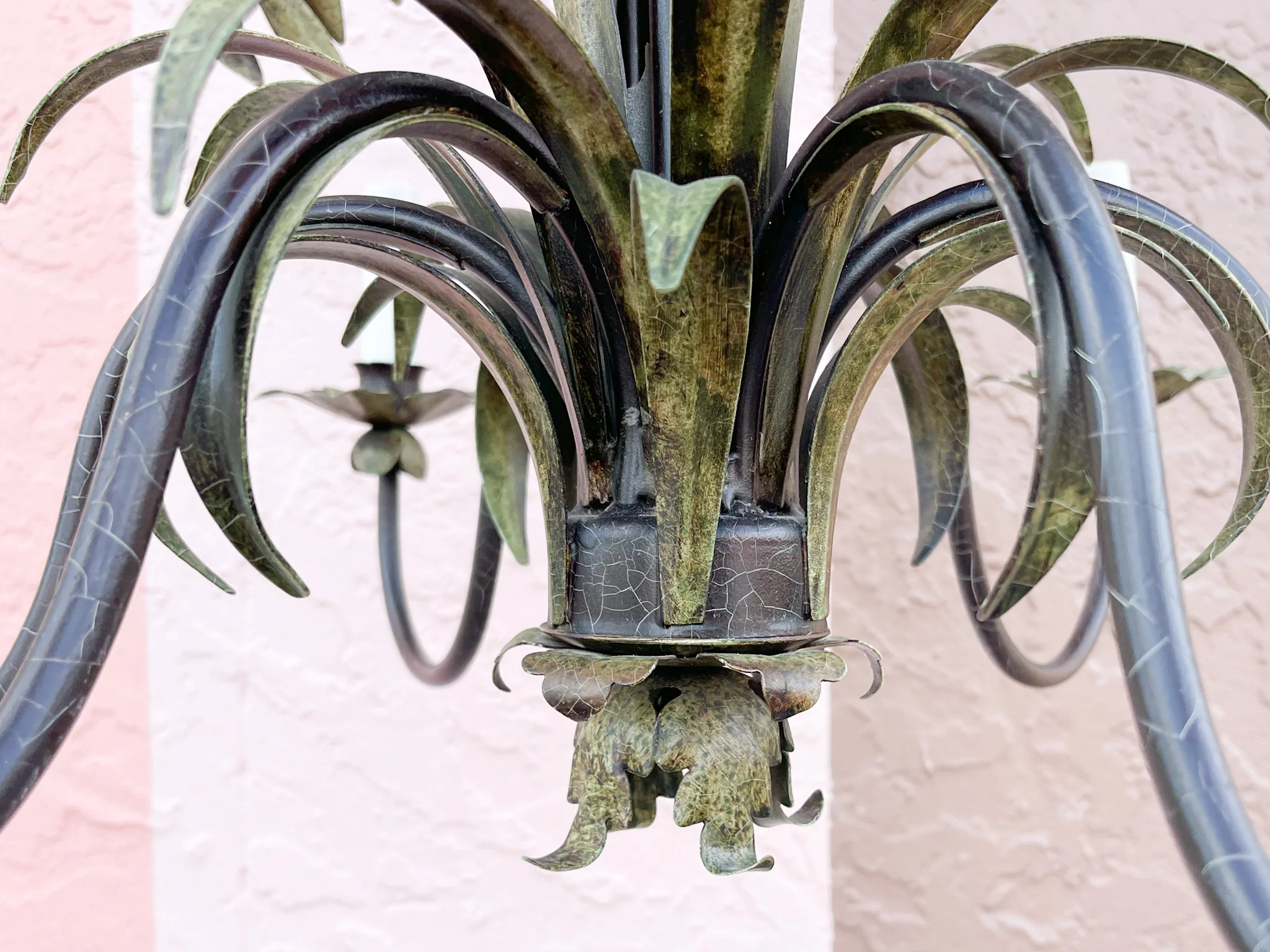 Tole Palm Chandelier - Image 4