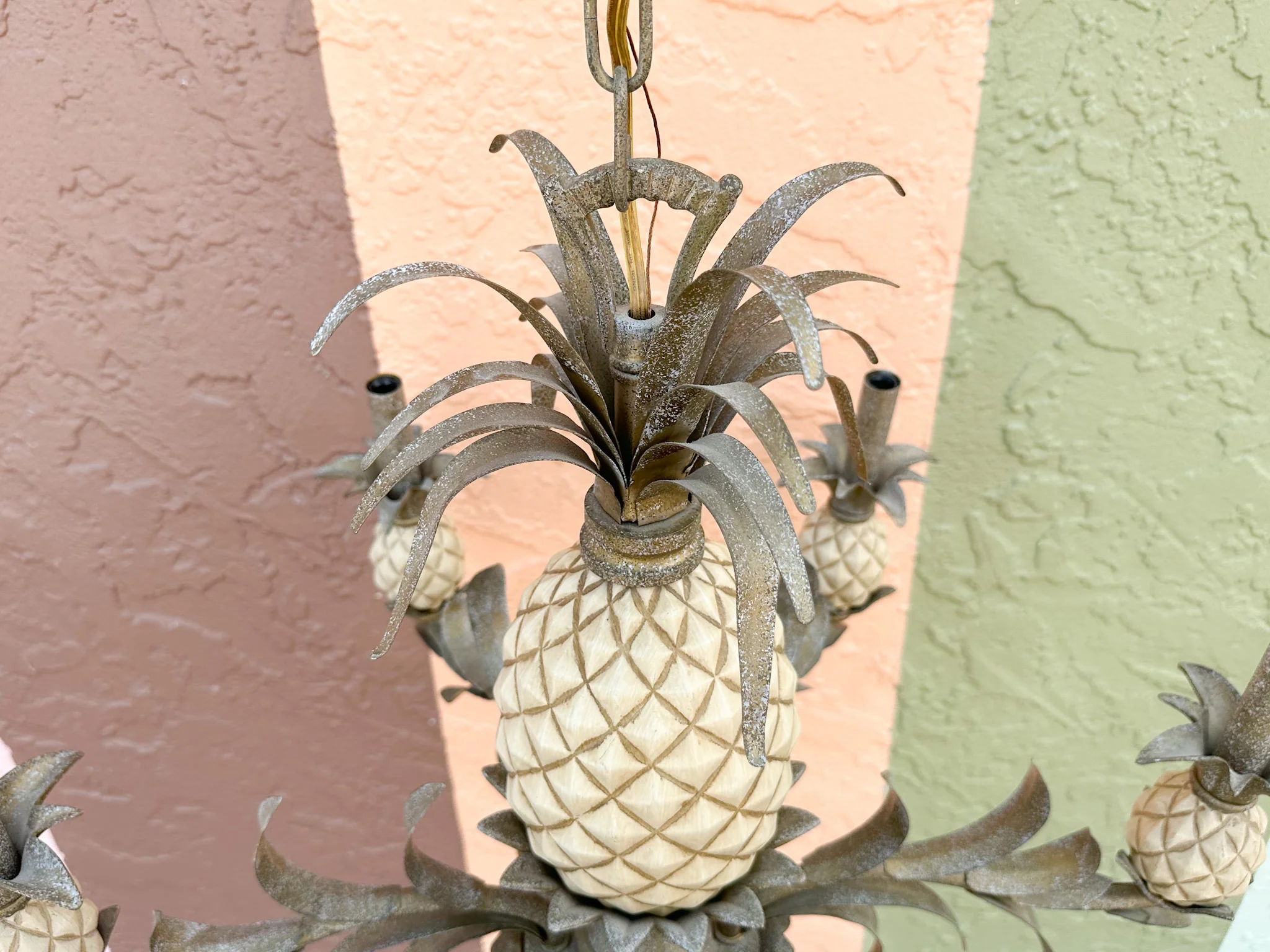 Tole Pineapple Chandelier - Image 9