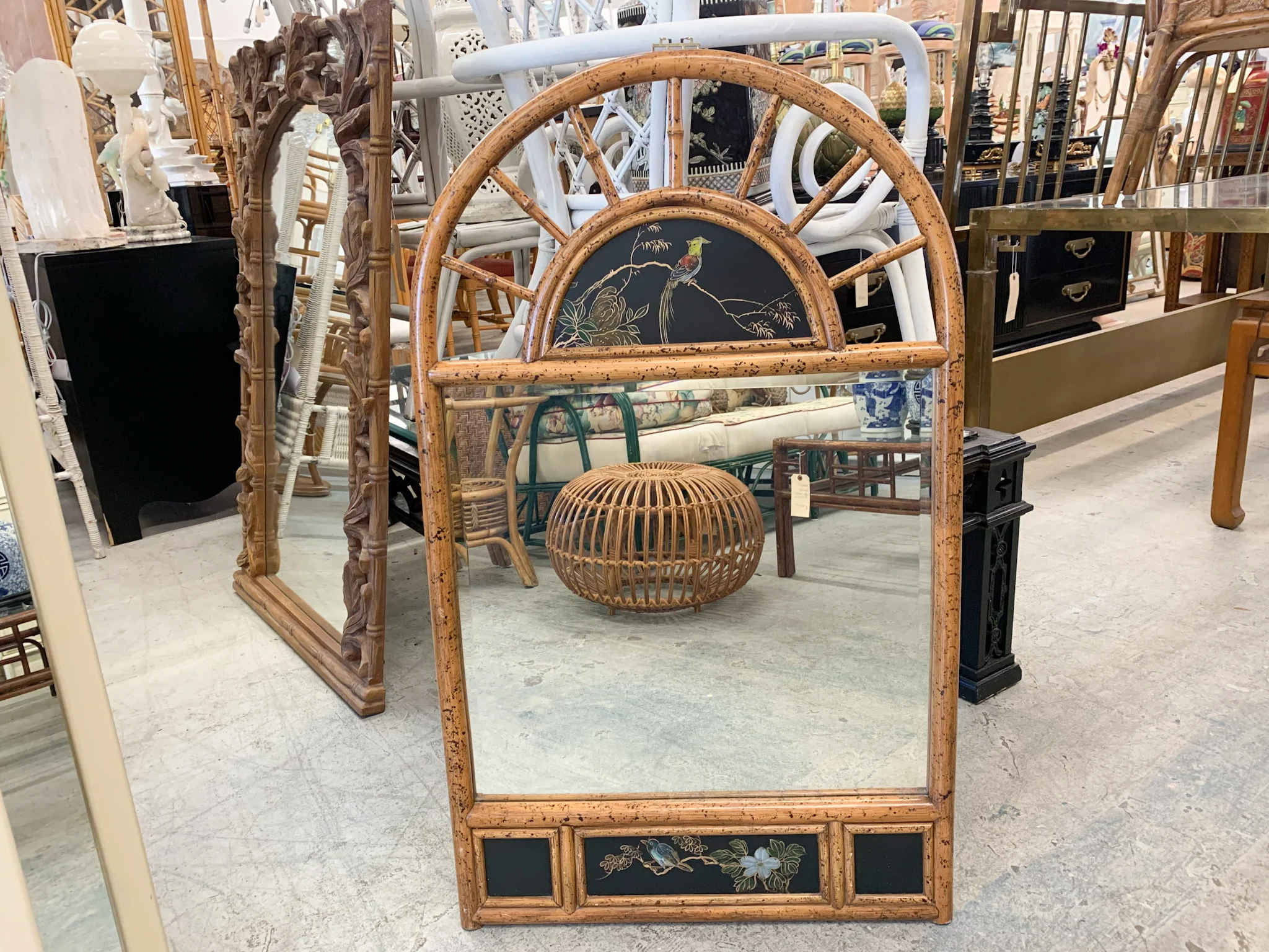 Tortoiseshell Bamboo Arch Bird Mirror - Image 4