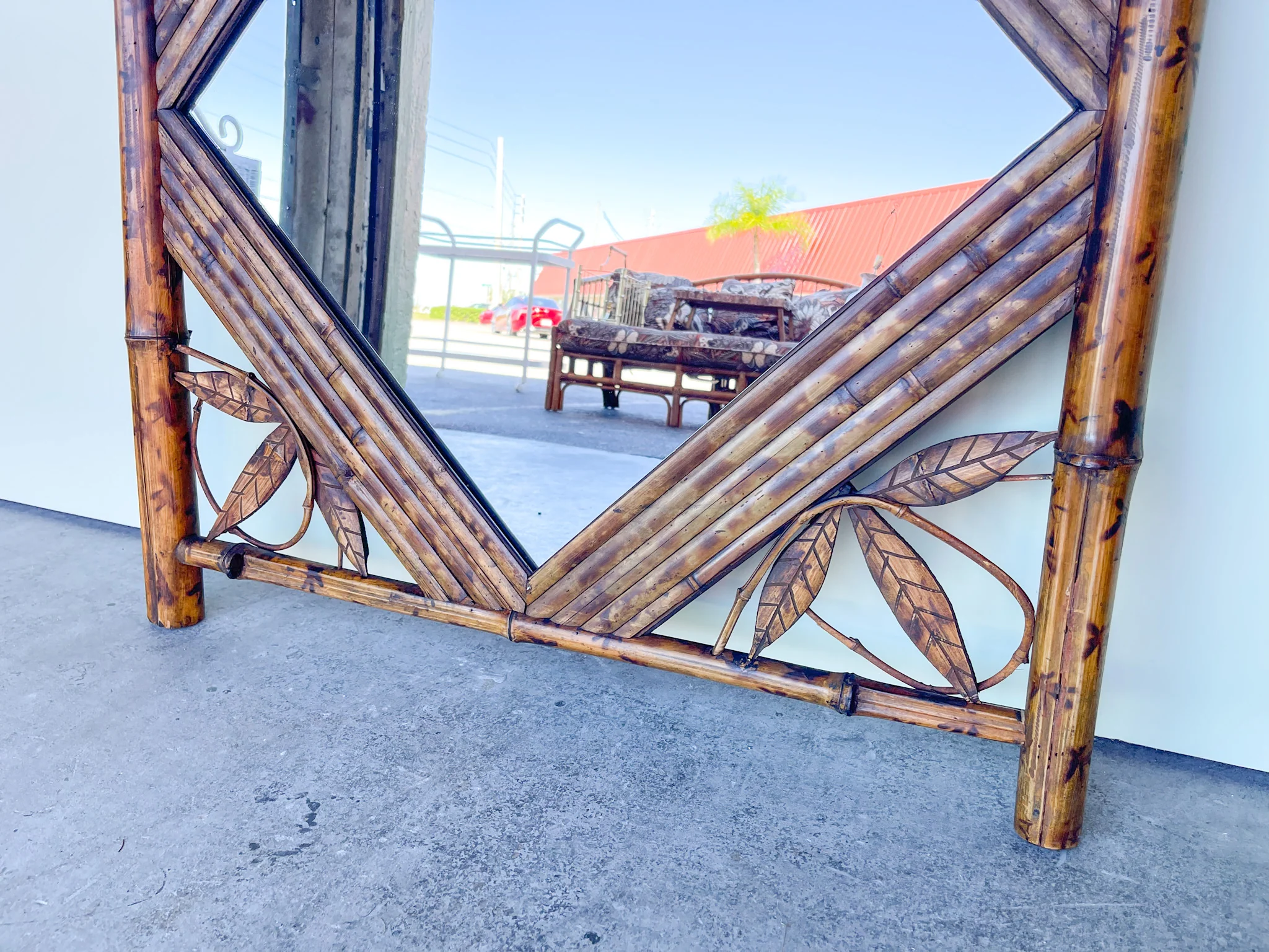 Tortoiseshell Bamboo Diamond Mirror - Image 4