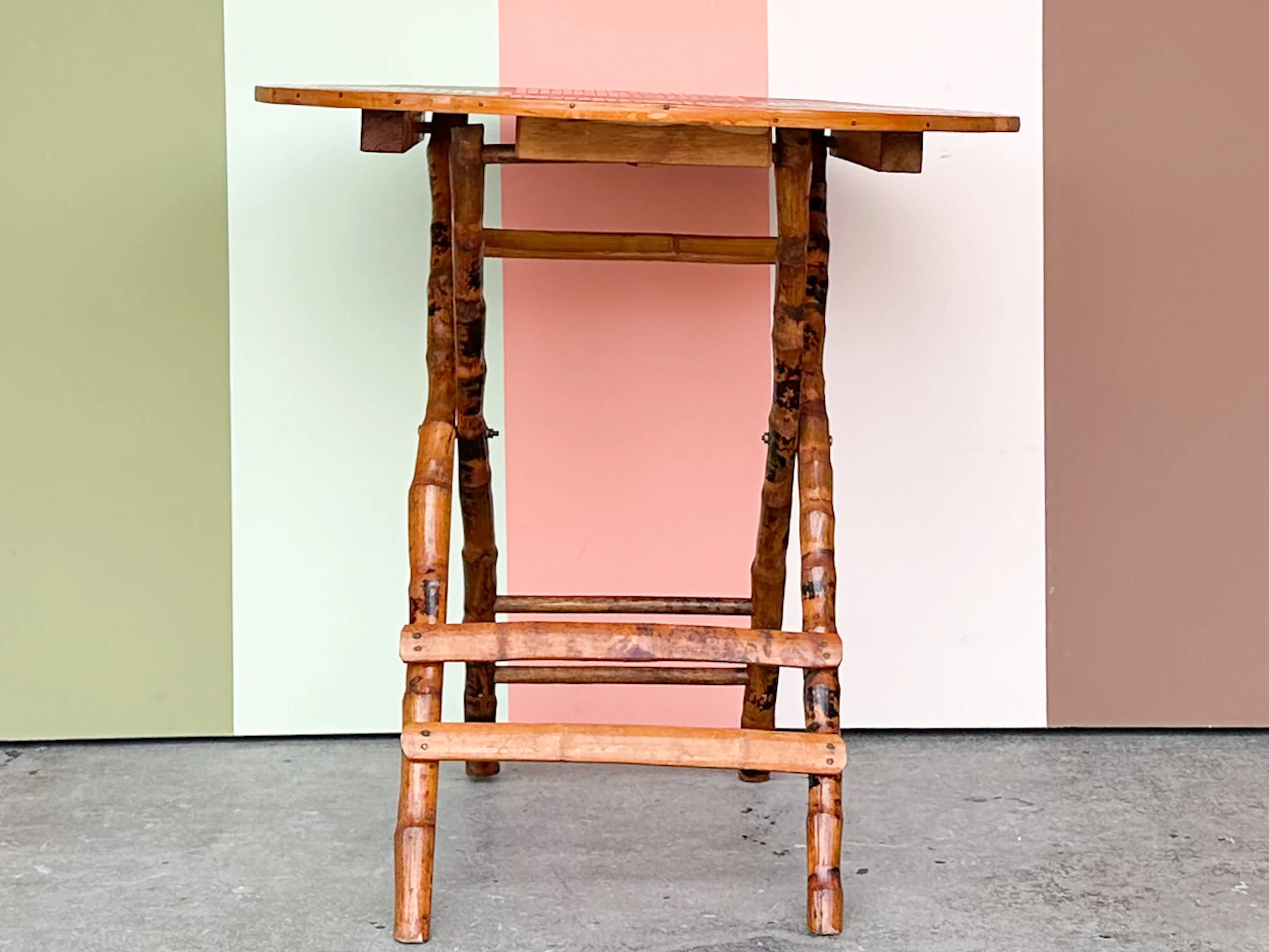 Tortoiseshell Bamboo Folding Table - Image 7