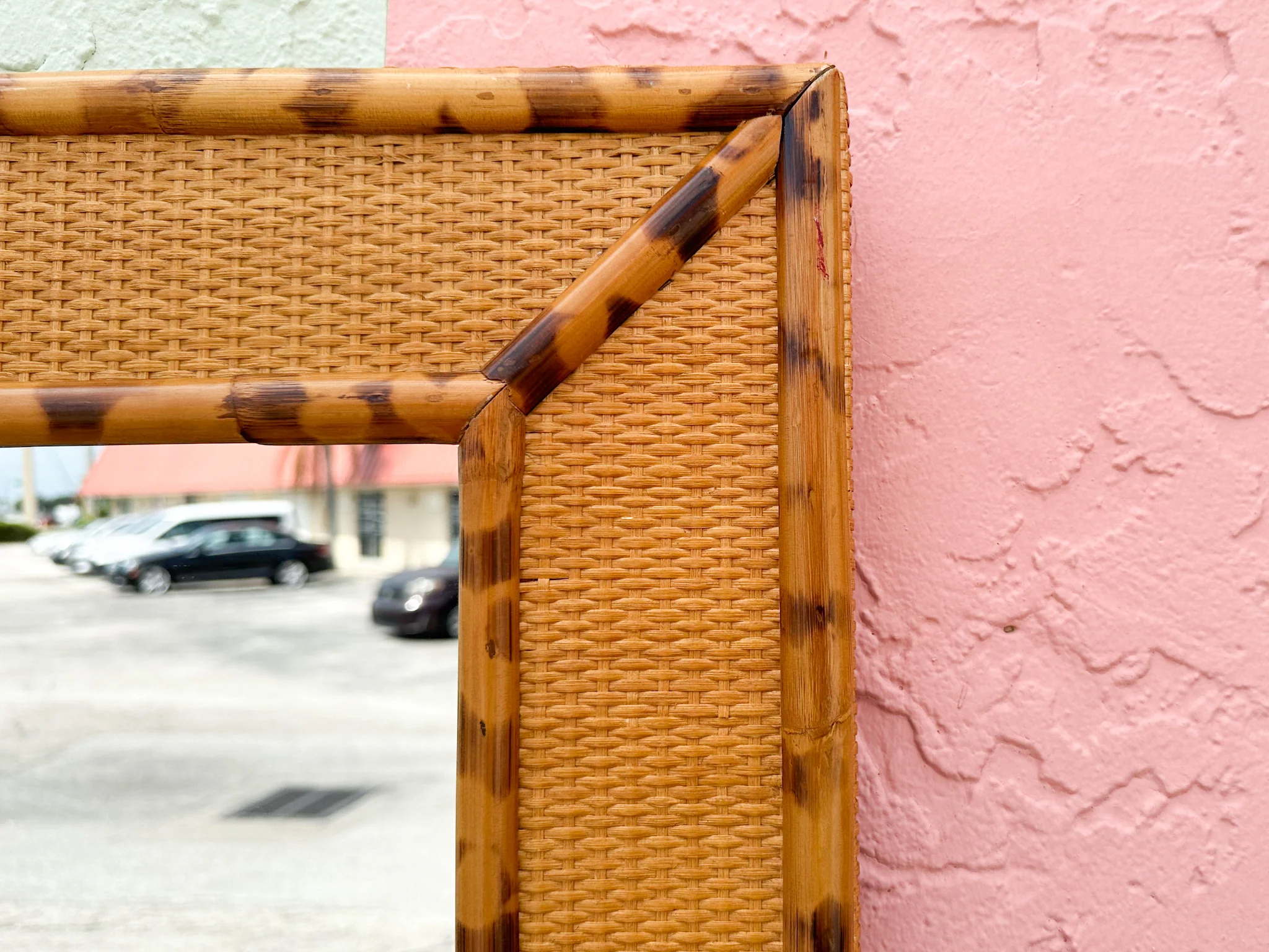 Tortoiseshell Bamboo Mirror with Shelf - Image 9