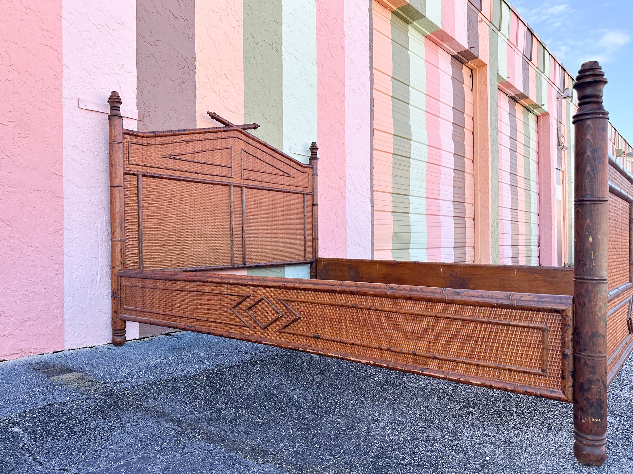 Tortoiseshell Bamboo Queen Bed by Ralph Lauren - Image 7