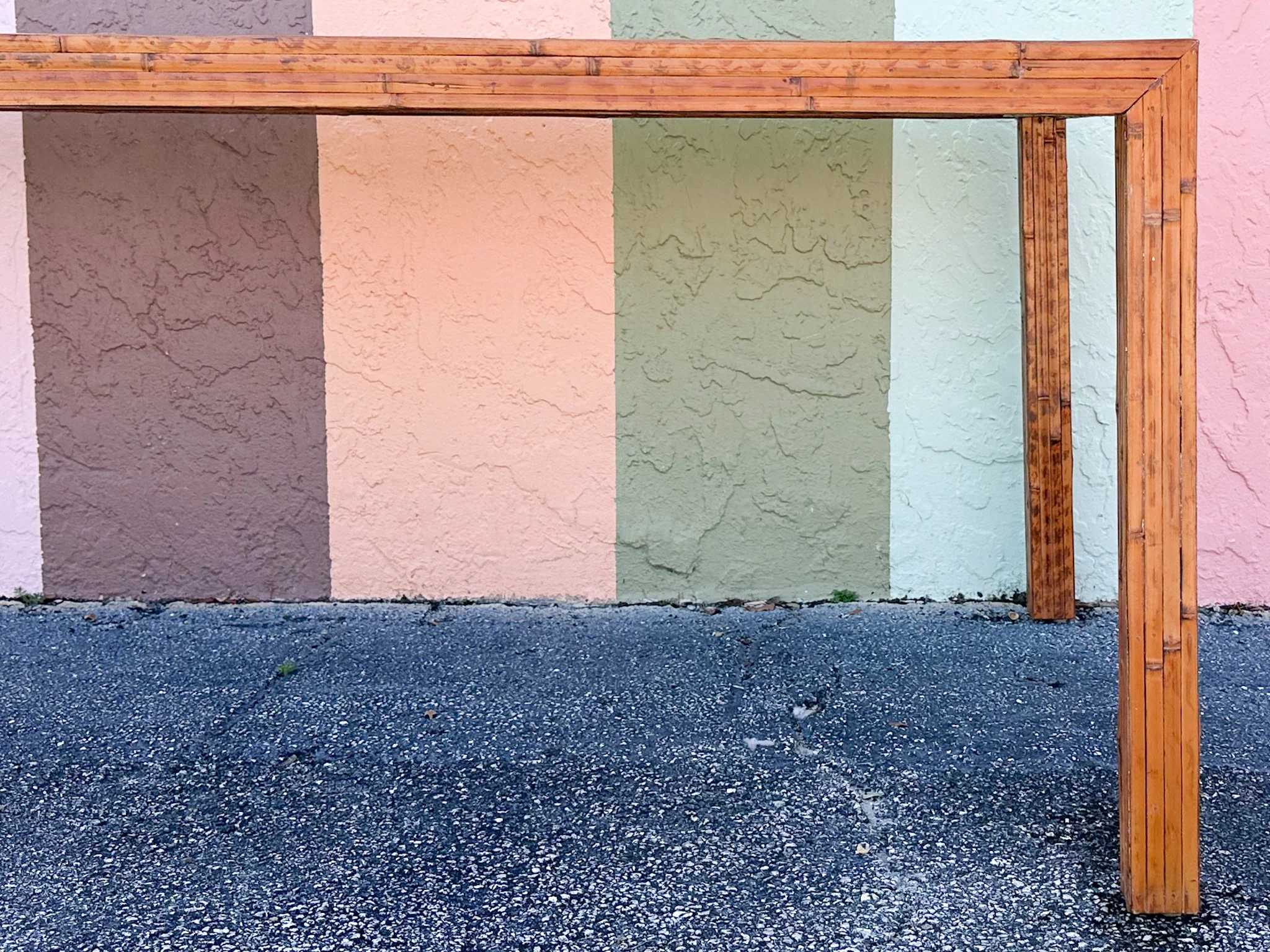 Tortoiseshell Fretwork Bamboo Dining Table - Image 4
