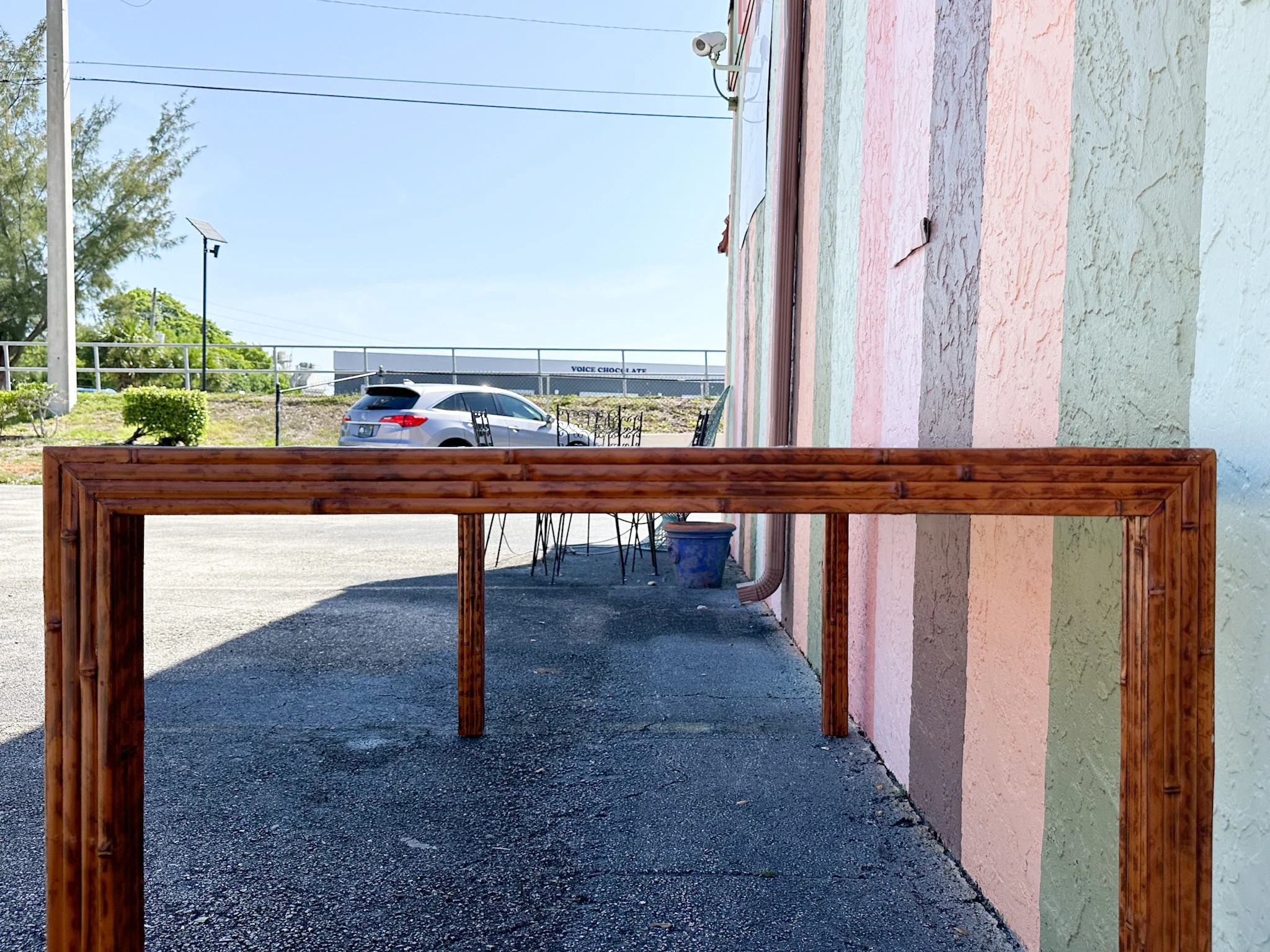 Tortoiseshell Fretwork Bamboo Dining Table - Image 7
