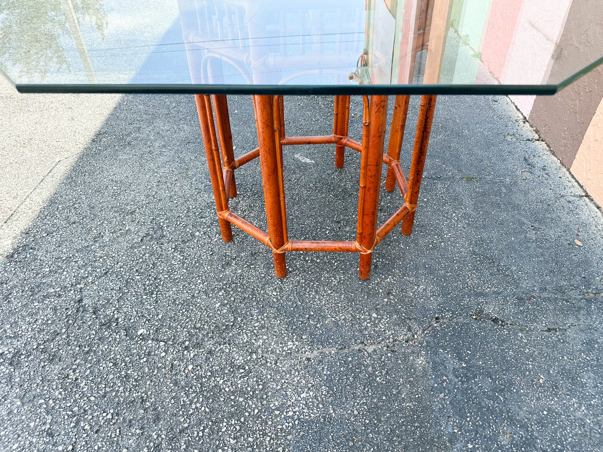 Tortoiseshell Brighton Style Rattan Dining Table - Image 9