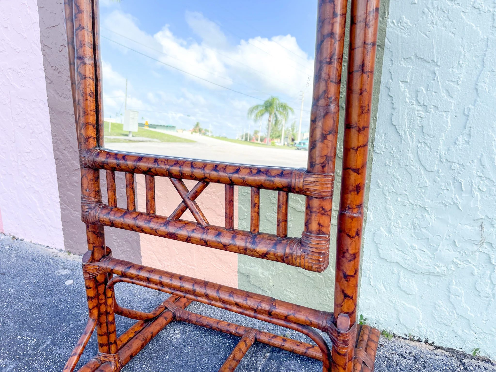 Tortoiseshell Rattan Full Length Mirror - Image 4