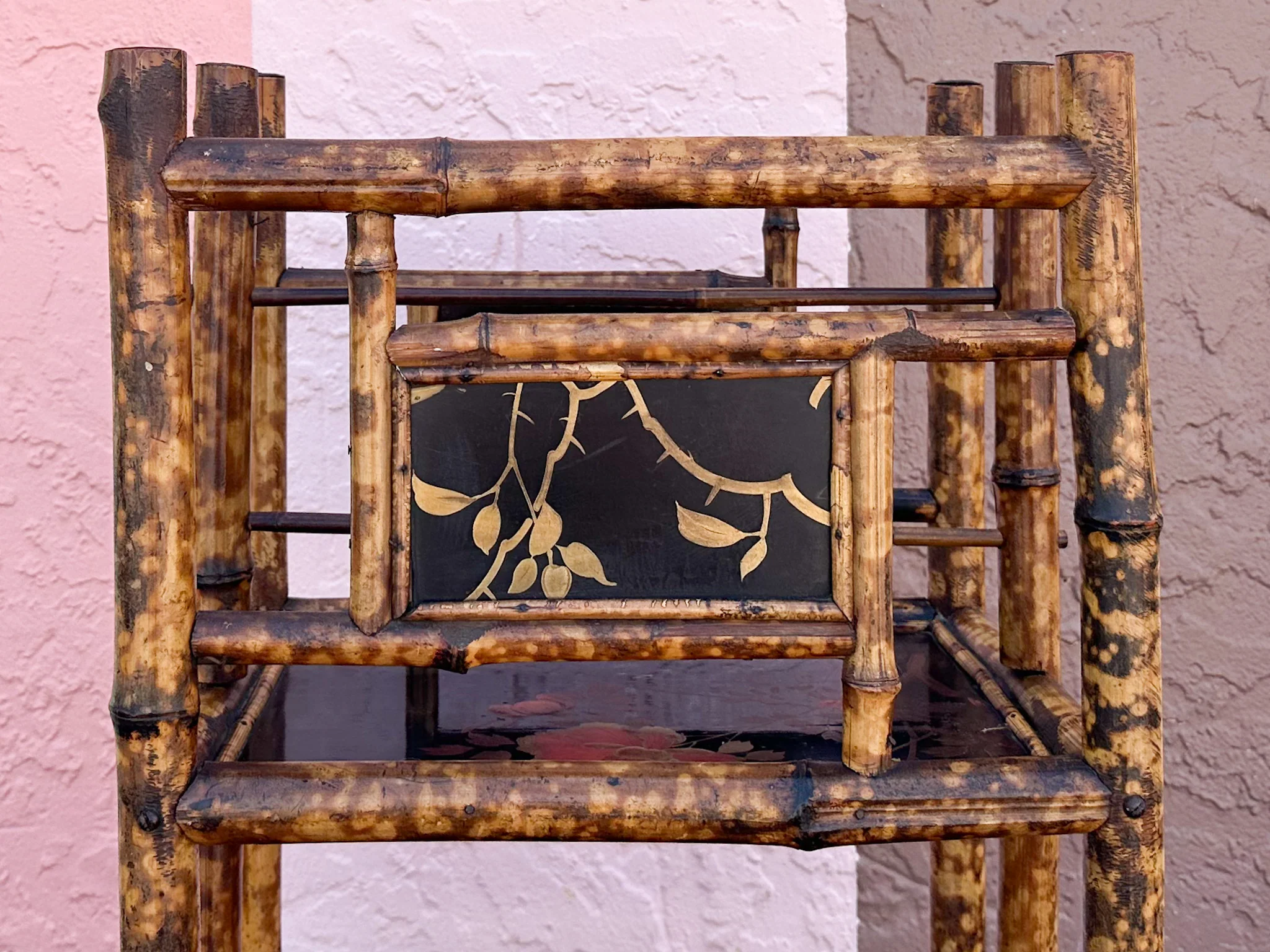 Large Tortoiseshell Rattan Magazine Rack - Image 5