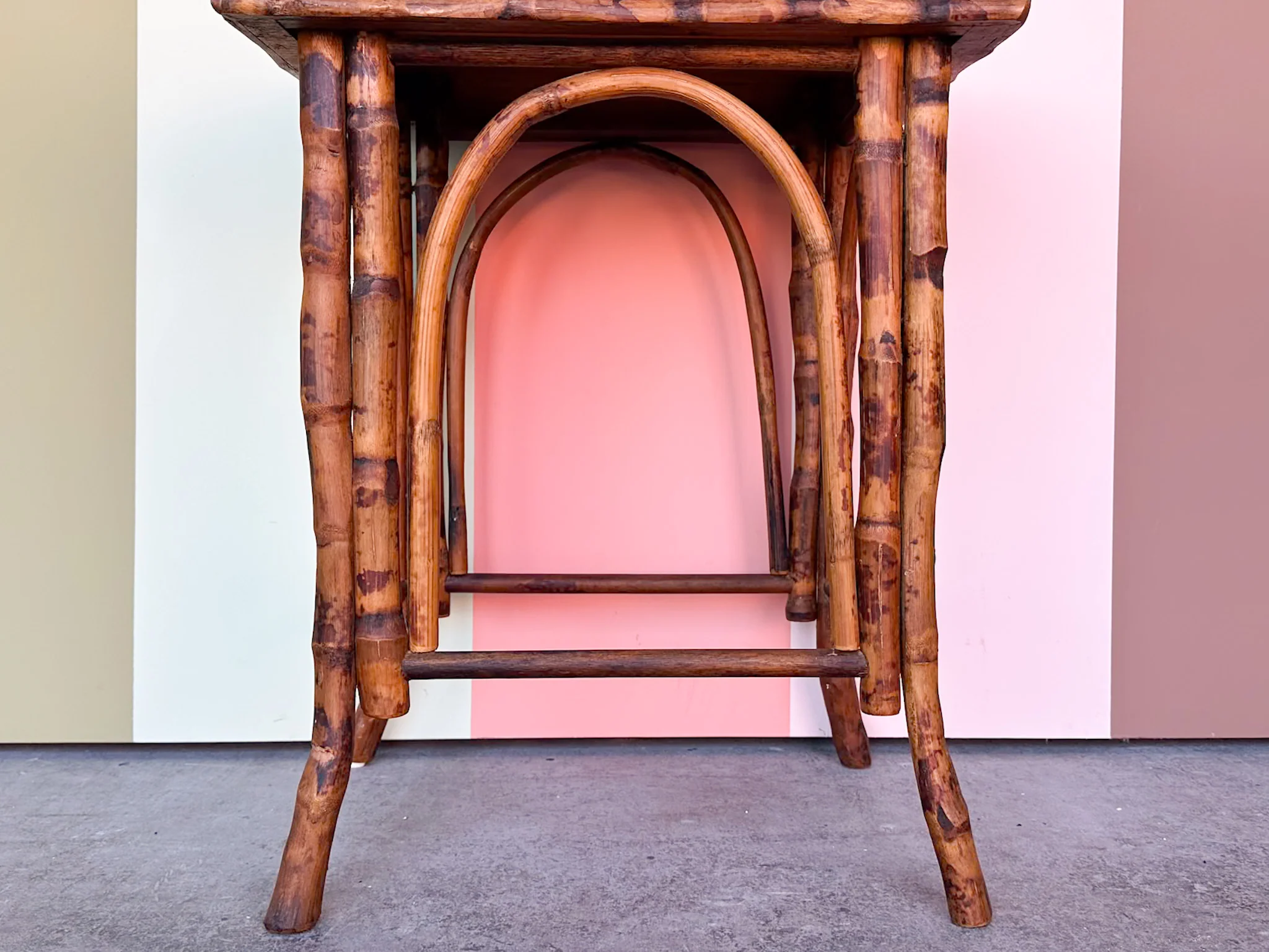Tortoiseshell Rattan Side Table - Image 4