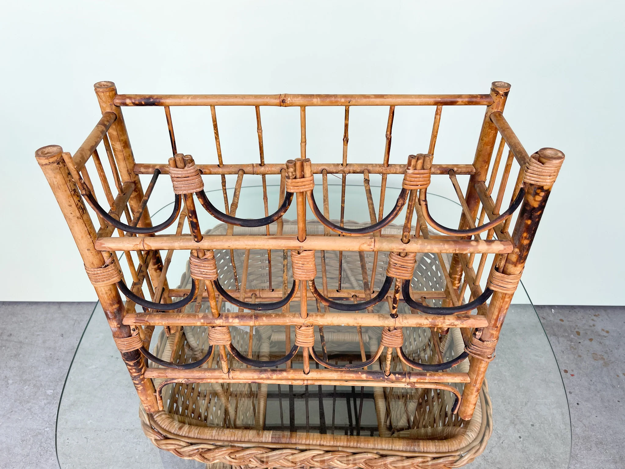 Tortoiseshell Rattan Wine Rack - Image 4