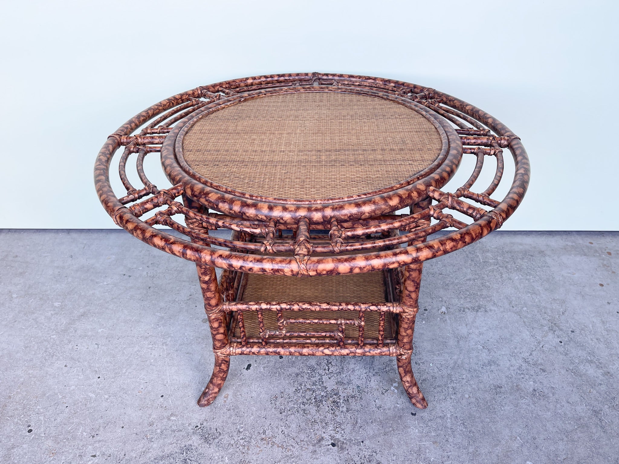 Tortoiseshell Rattan Side Table - Image 2