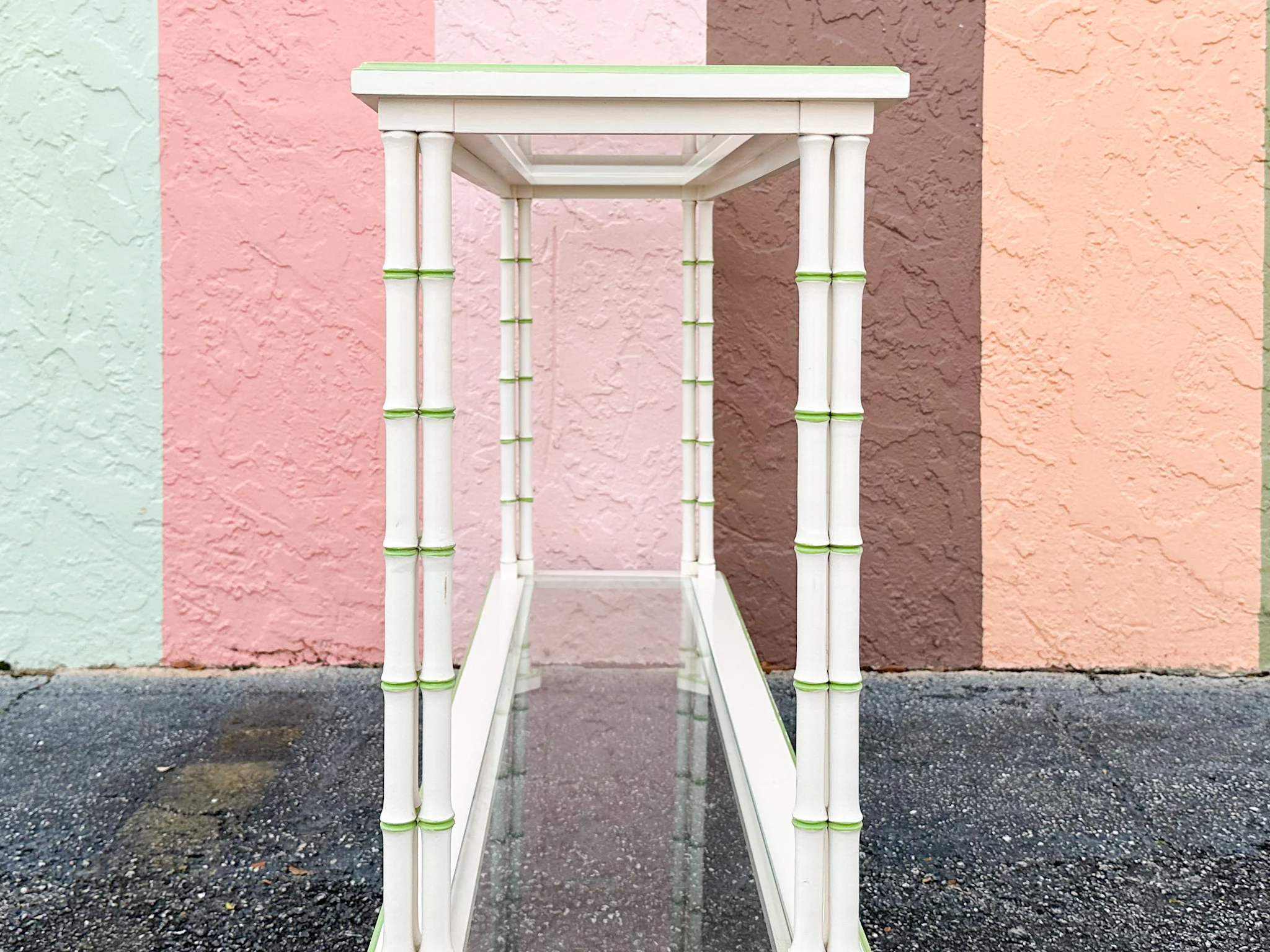 Tri Leg Faux Bamboo Console - Image 7