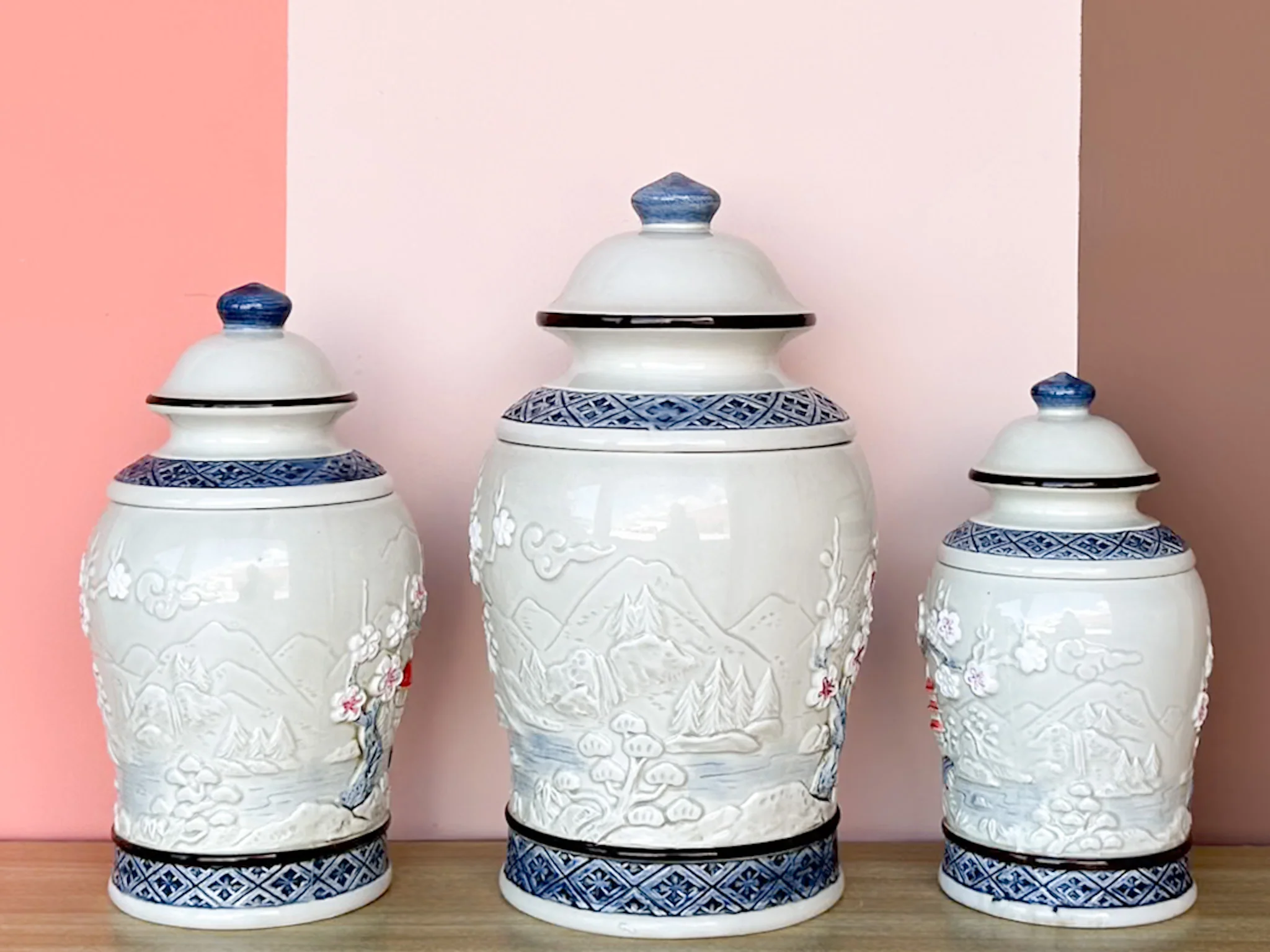 Trio of Pagoda Ginger Jars - Image 5