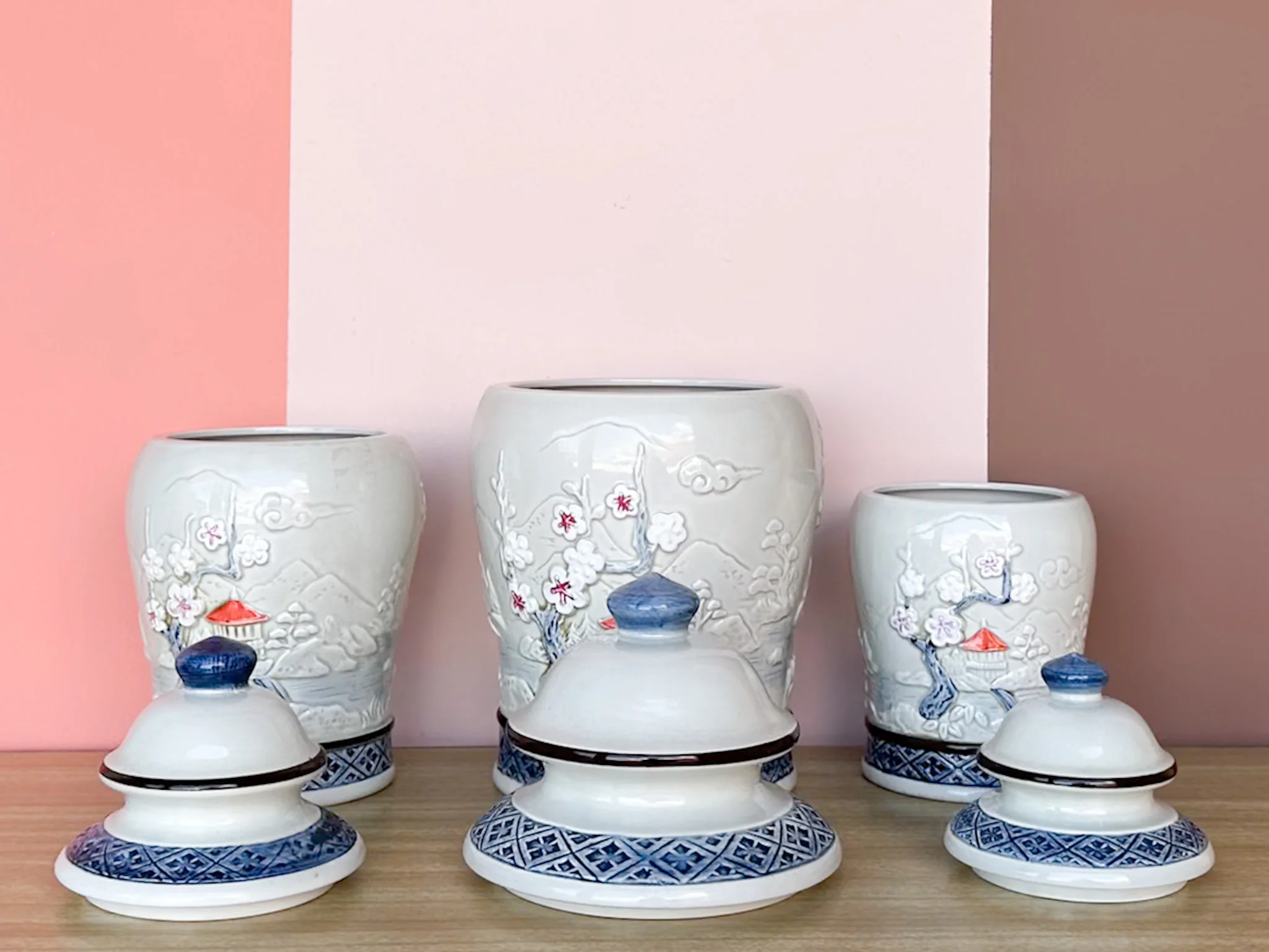 Trio of Pagoda Ginger Jars - Image 6