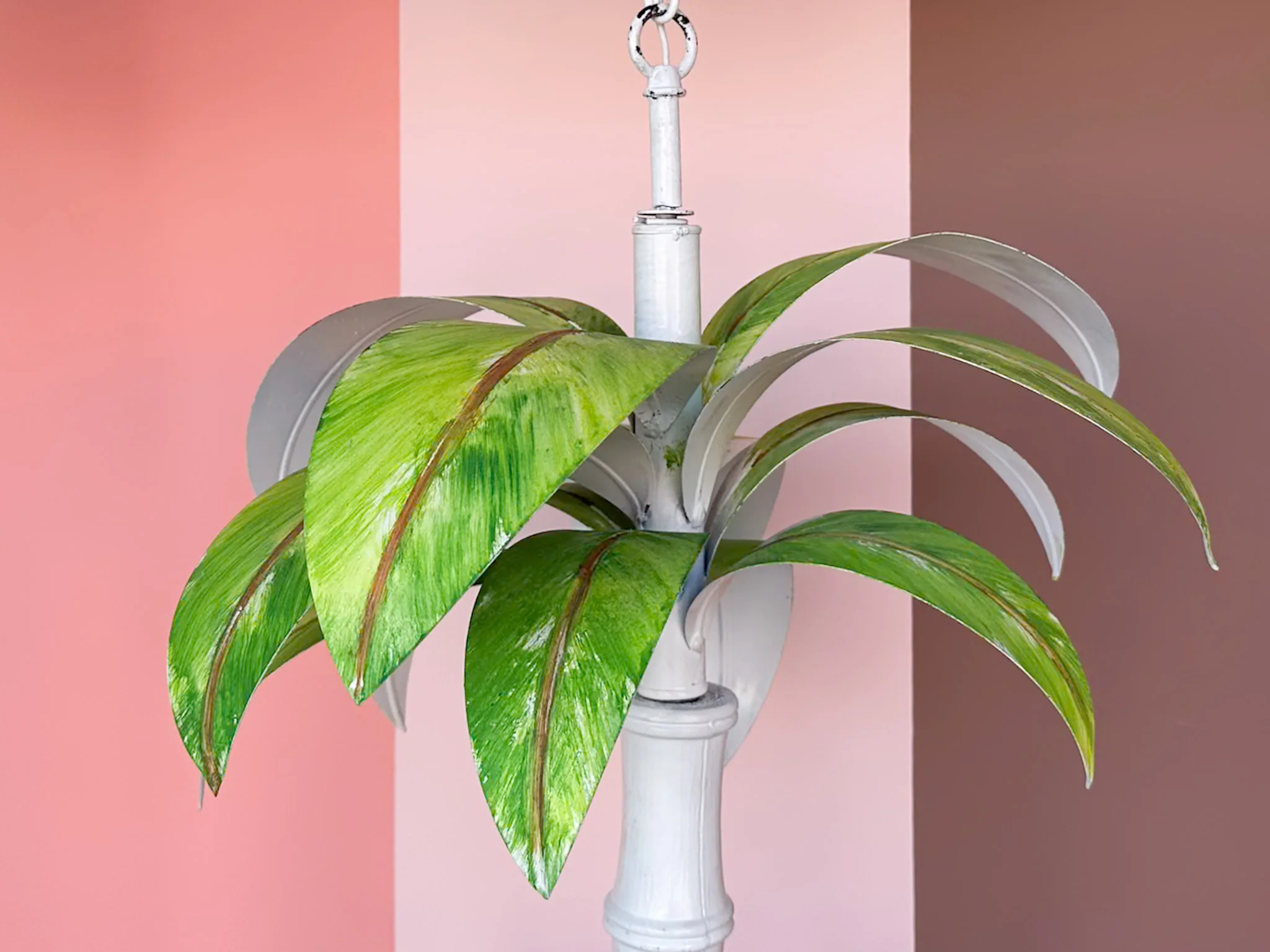 Tropical Chic Tole Palm Chandelier - Image 2