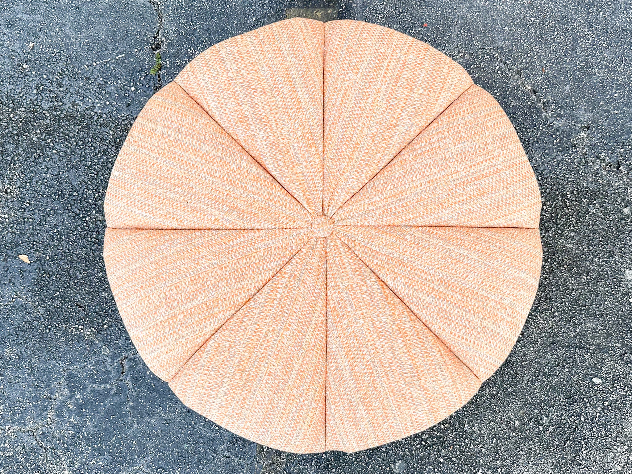 Tufted Peach Upholstered Ottoman - Image 3