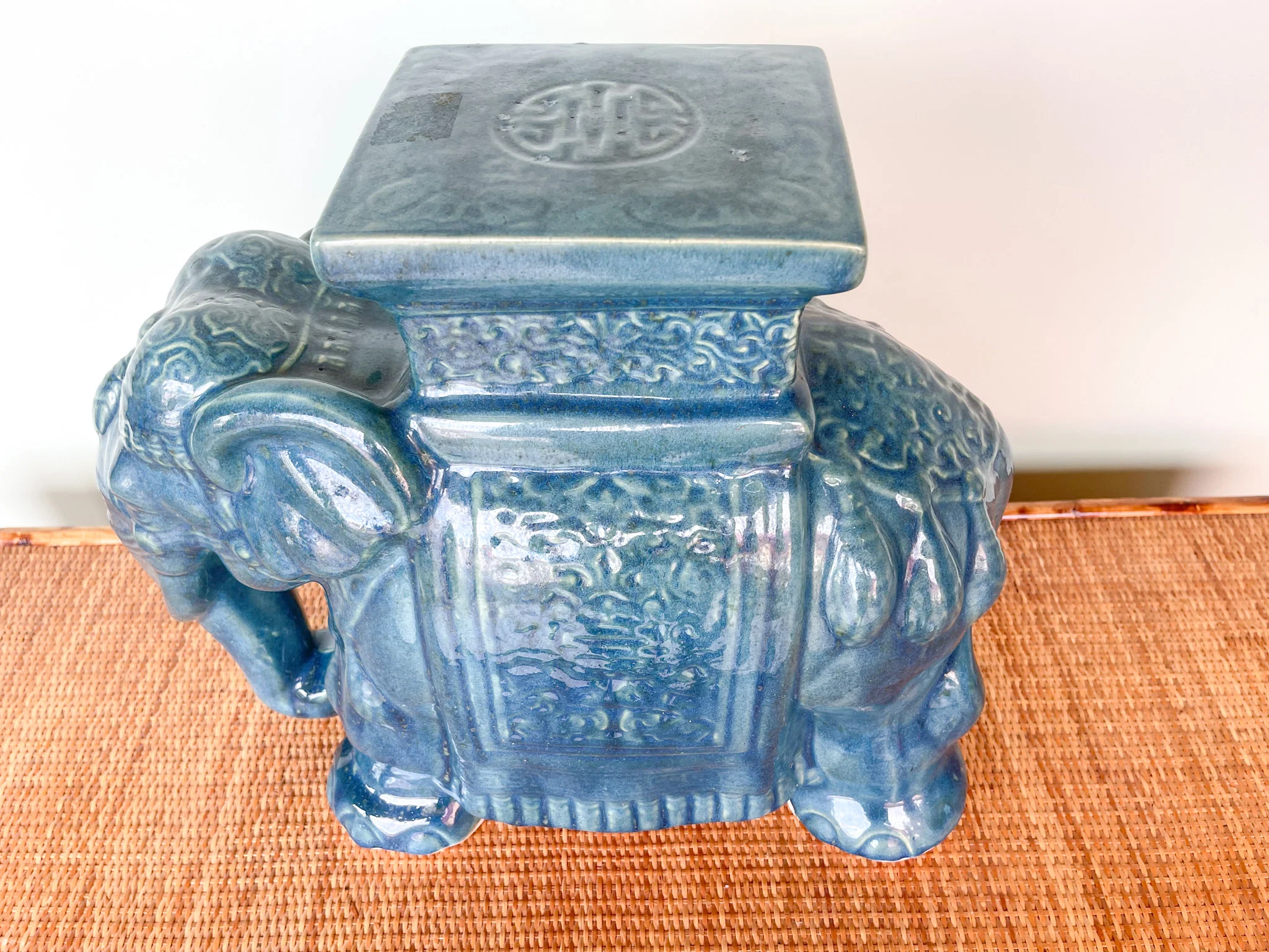Turquoise Elephant Garden Seat - Image 2