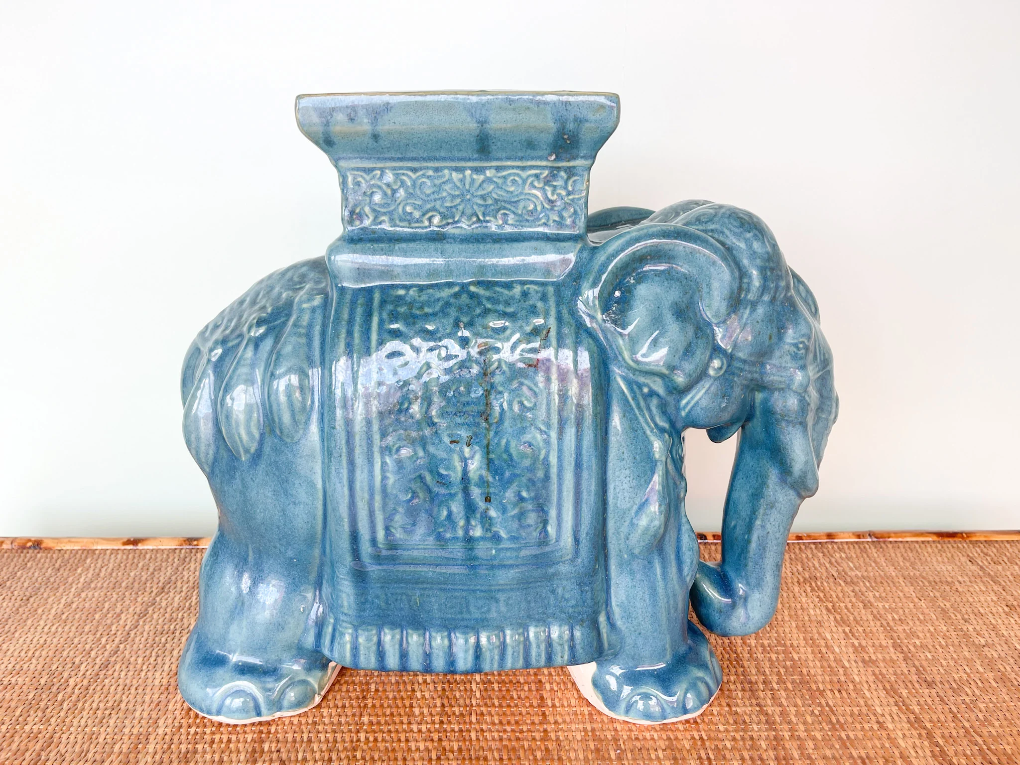 Turquoise Elephant Garden Seat - Image 5