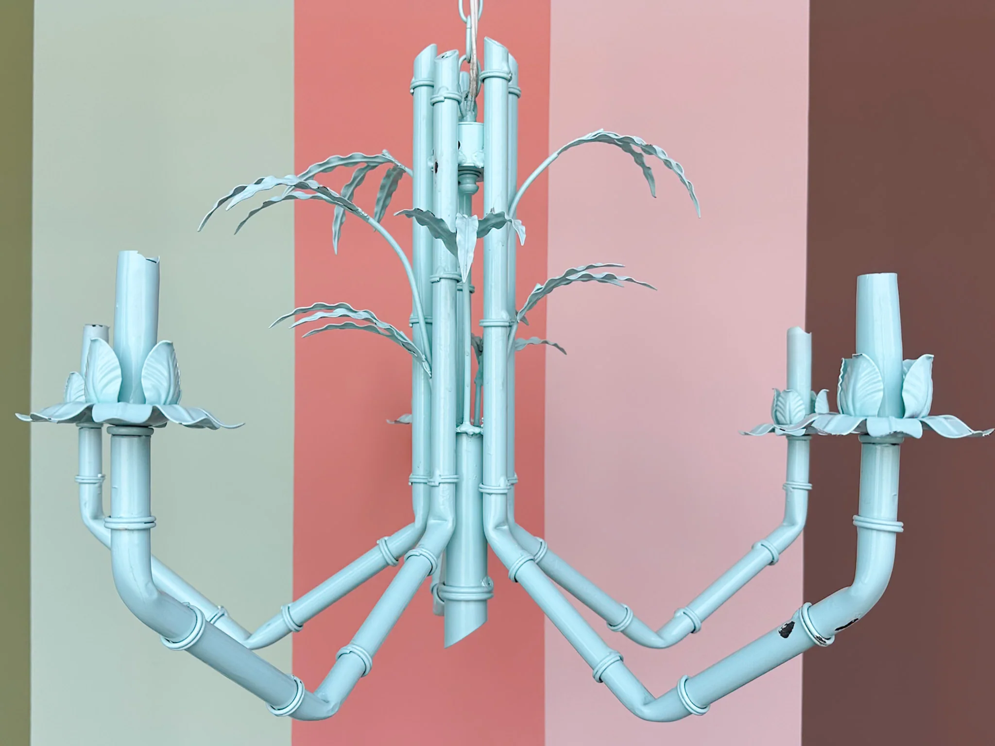 Unique Faux Bamboo Chandelier - Image 3