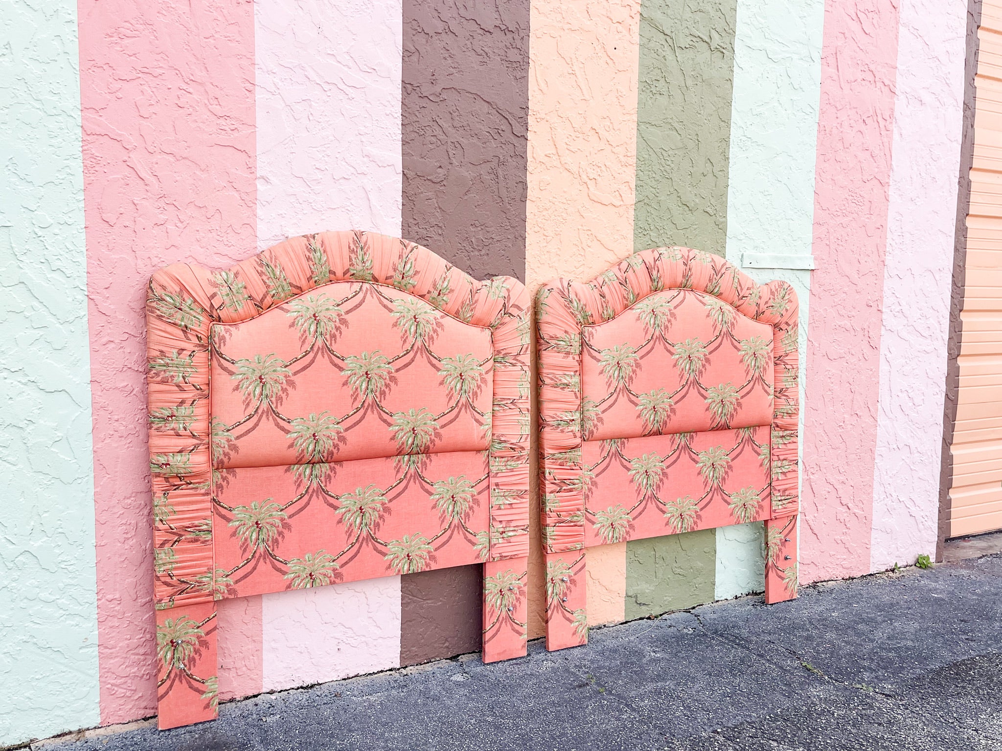 Pair of Upholstered Palm Tree Twin Headboards - Image 7