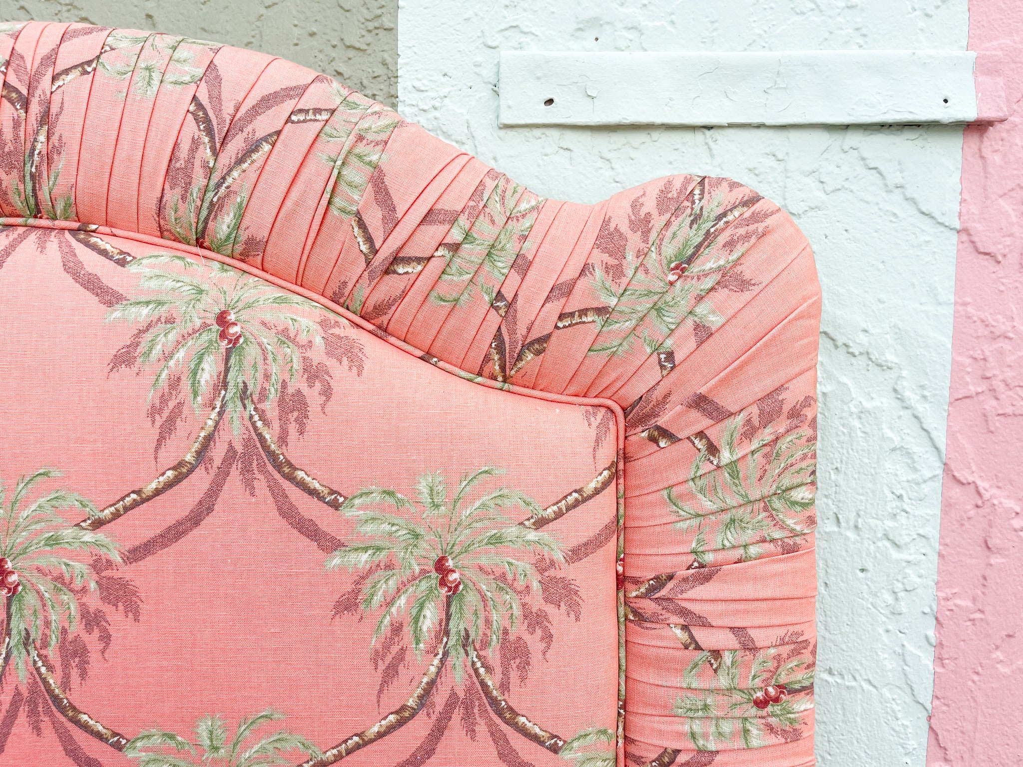 Pair of Upholstered Palm Tree Twin Headboards - Image 8