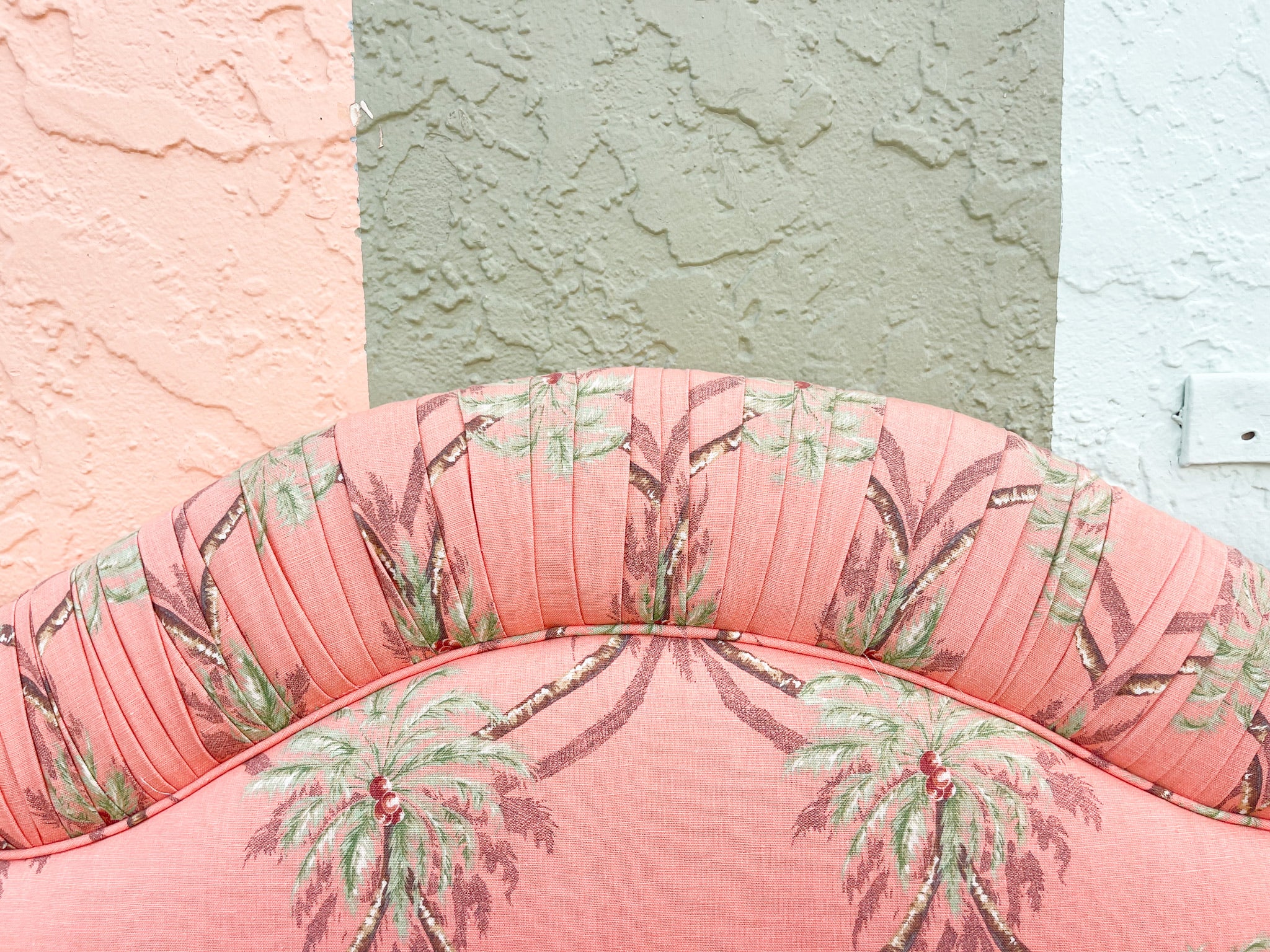 Pair of Upholstered Palm Tree Twin Headboards - Image 9
