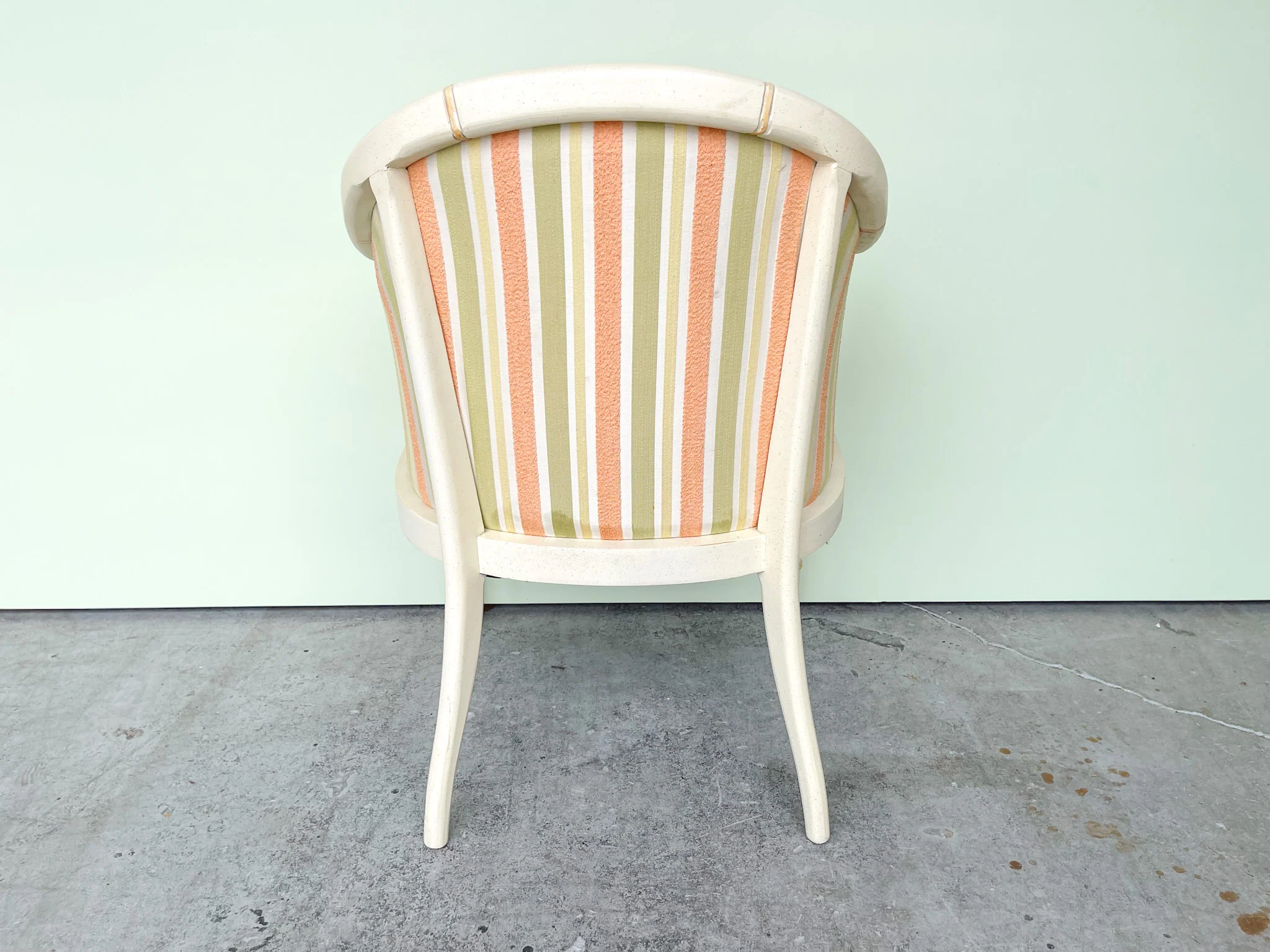 Upholstered Striped Faux Bamboo Chair - Image 2