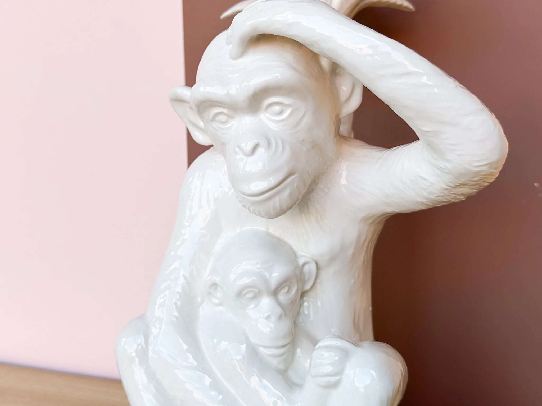 Whimsical Ceramic Monkey and Palm Tree Lamp - Image 8