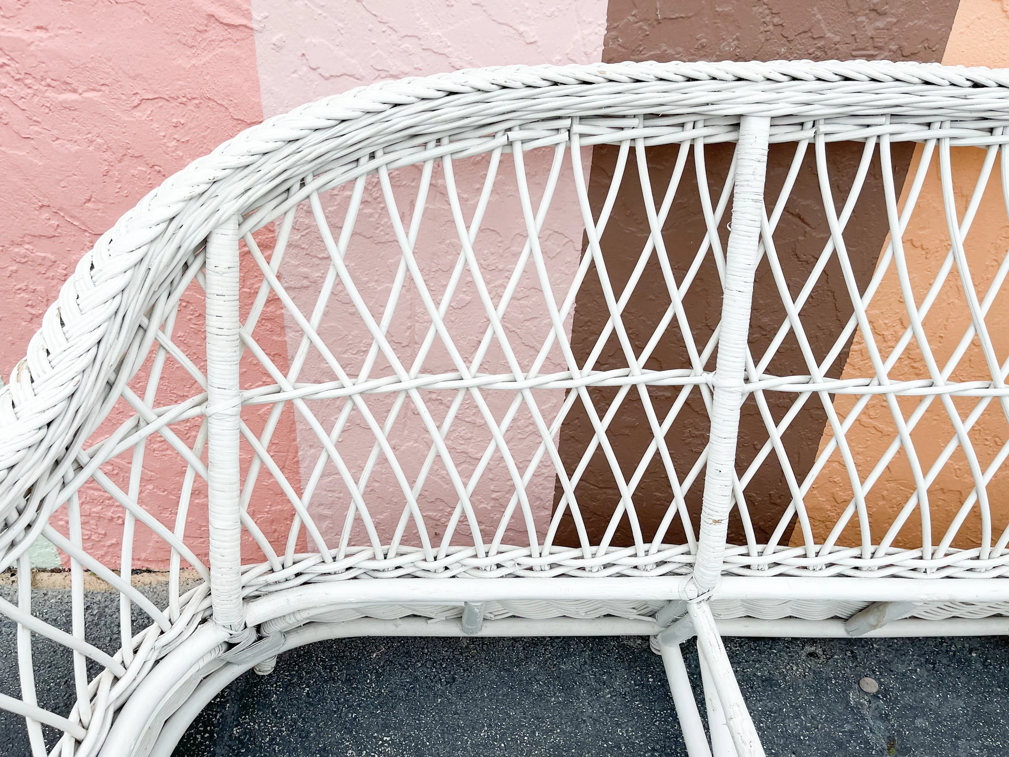 White Braided Rattan Sofa - Image 3
