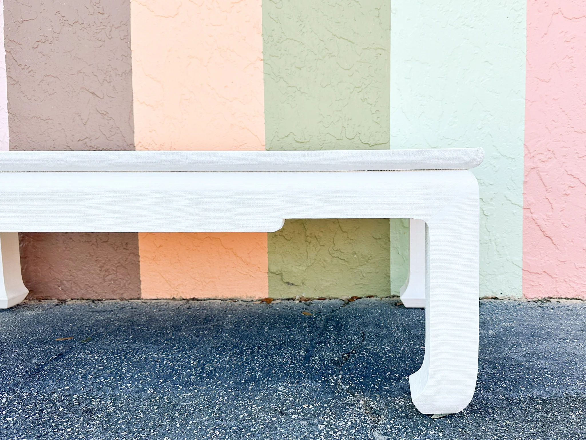 White Linen Wrapped Coffee Table - Image 8