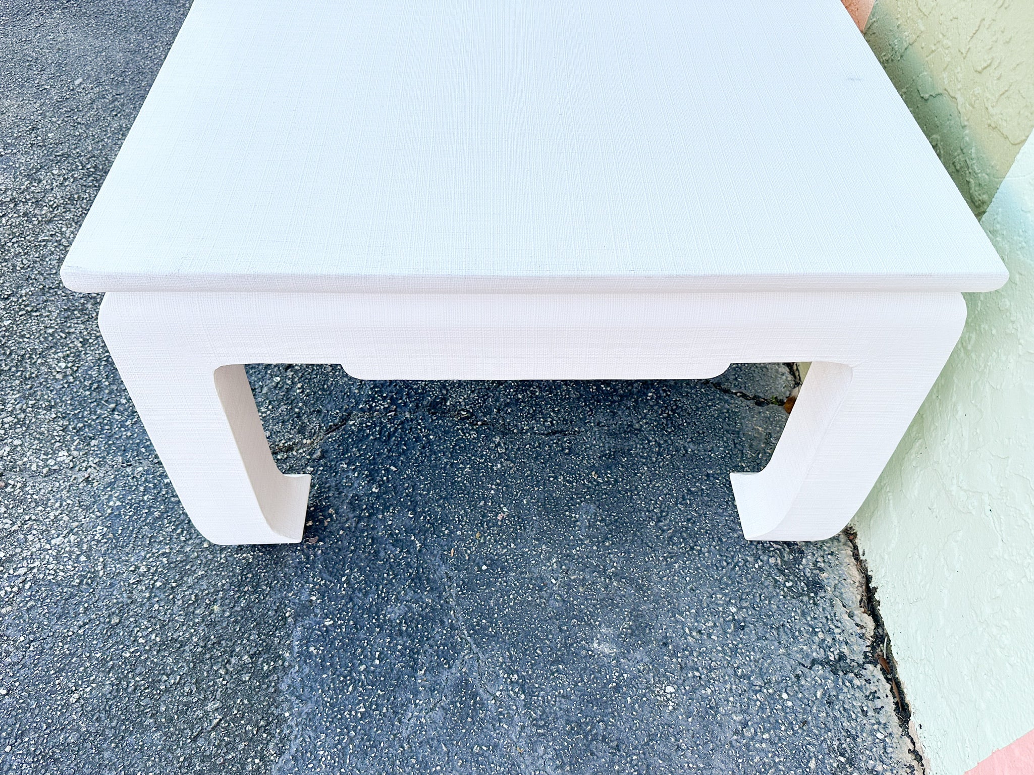 White Linen Wrapped Coffee Table - Image 9