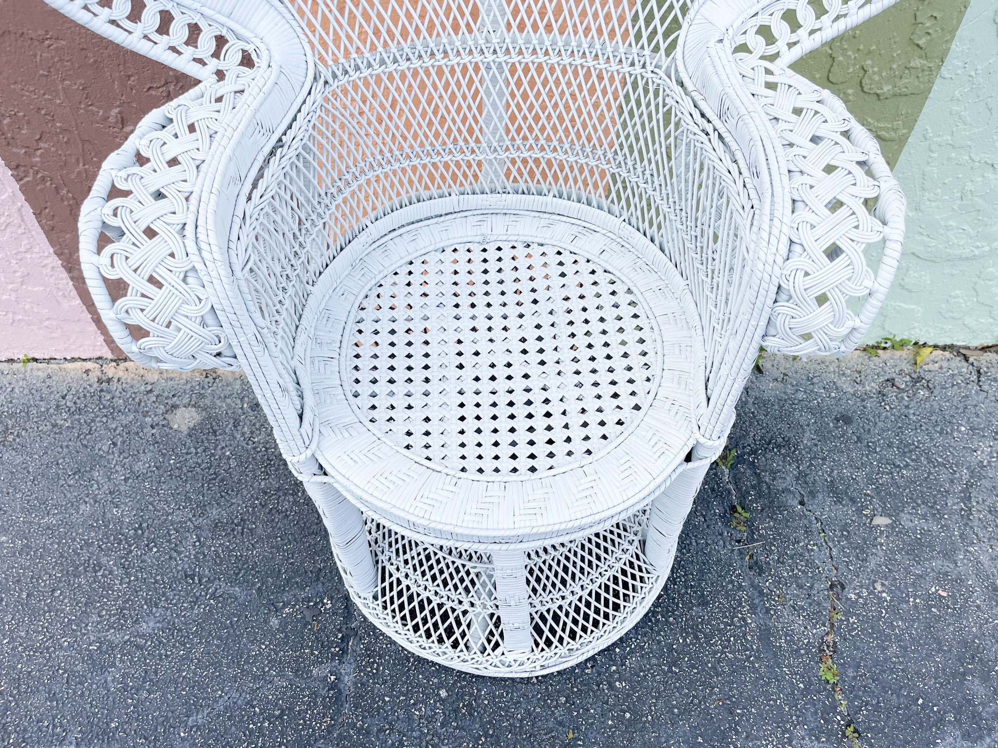 Petite White Rattan Peacock Chair - Image 4
