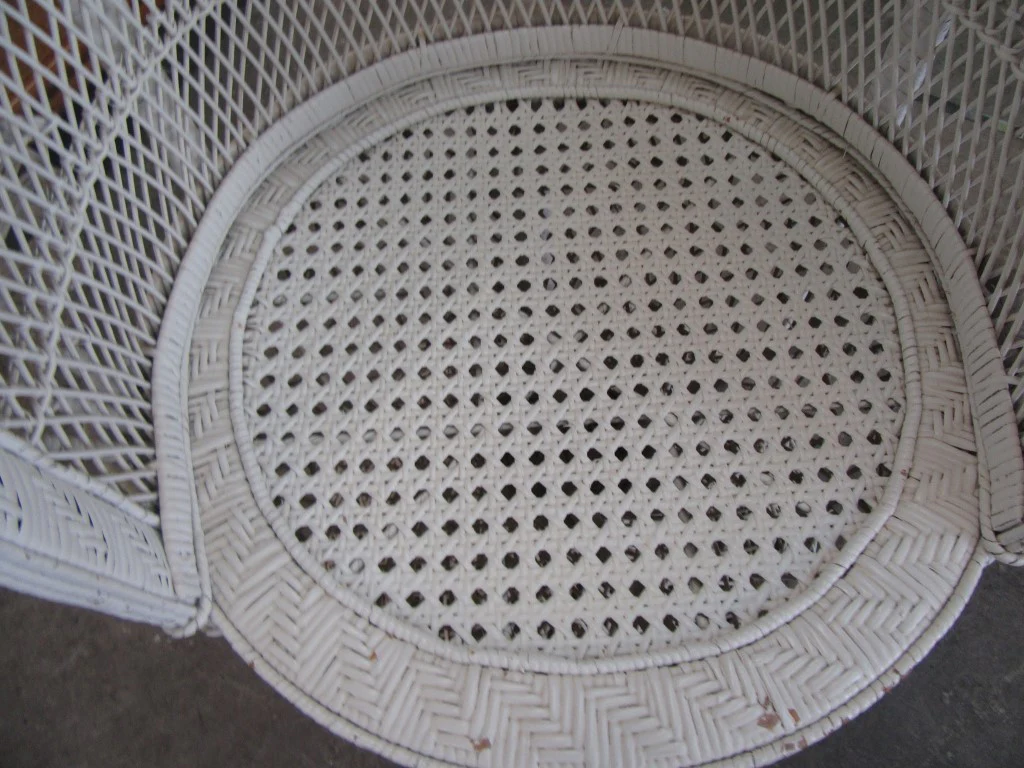 White Wicker and Cane Fan Chair - Image 5