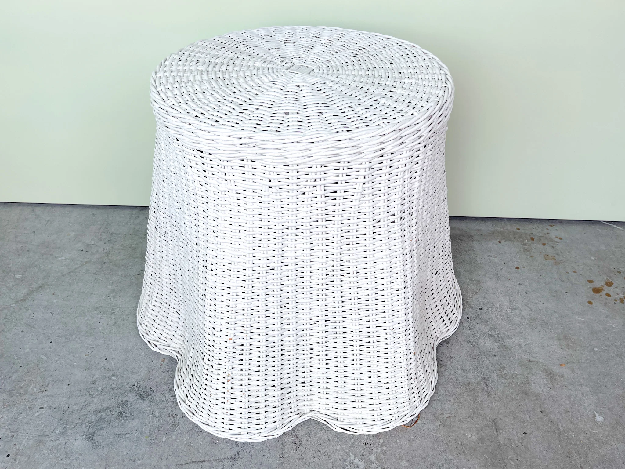 White Wicker Draped Occasional Table - Image 2