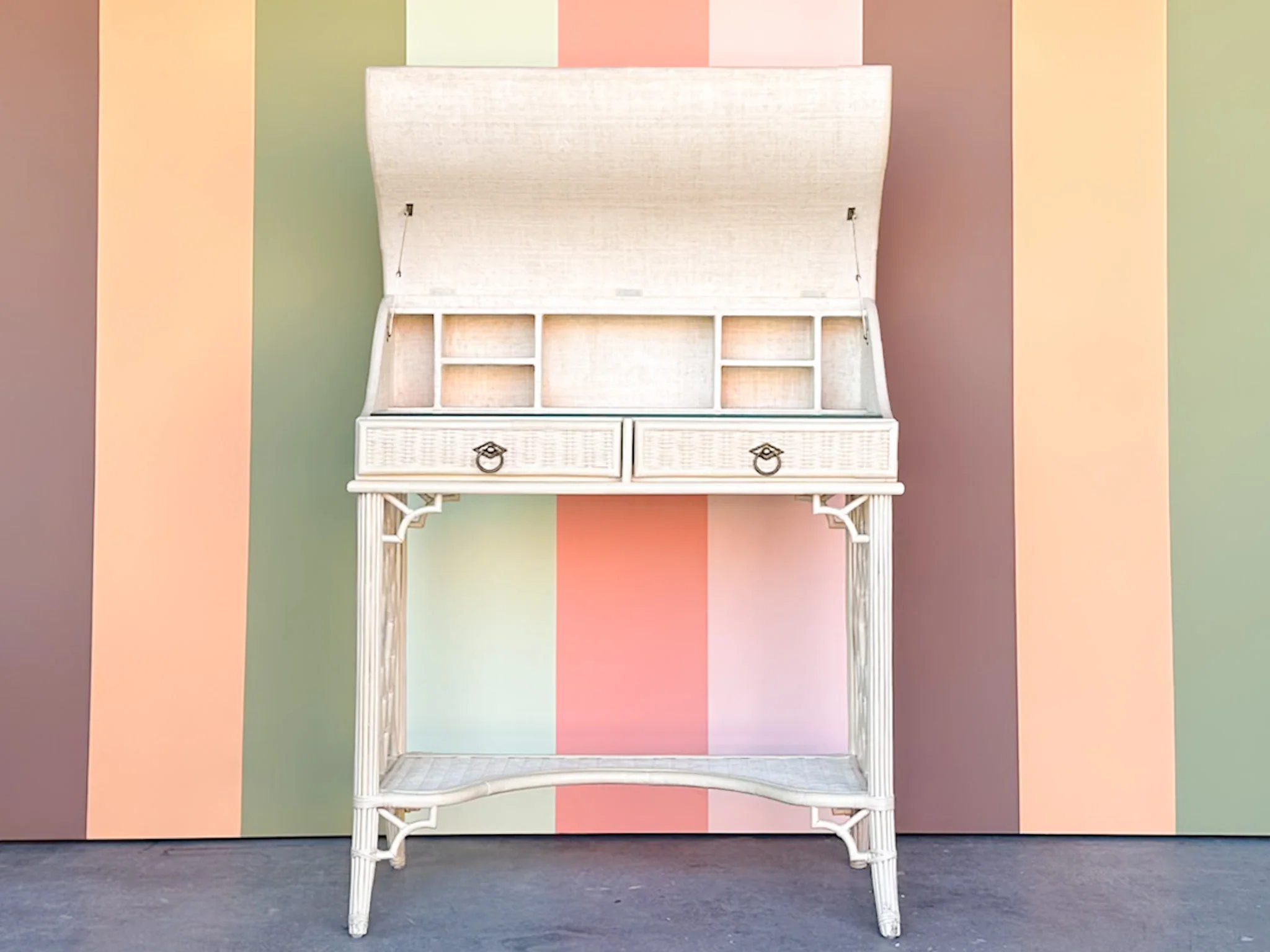 Wicker and Rattan Secretary Desk - Image 3