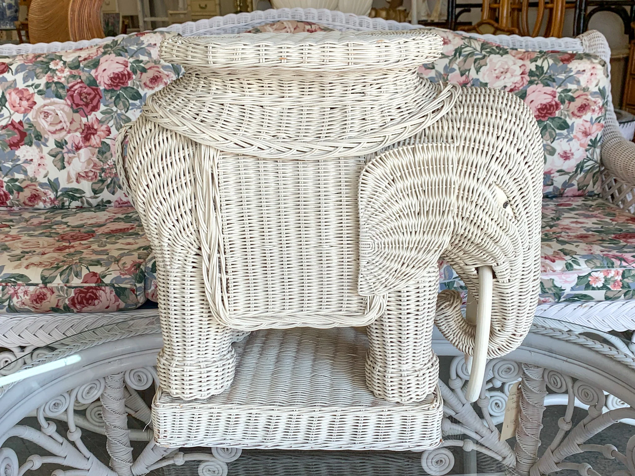 Wicker Elephant Garden Seat - Image 2