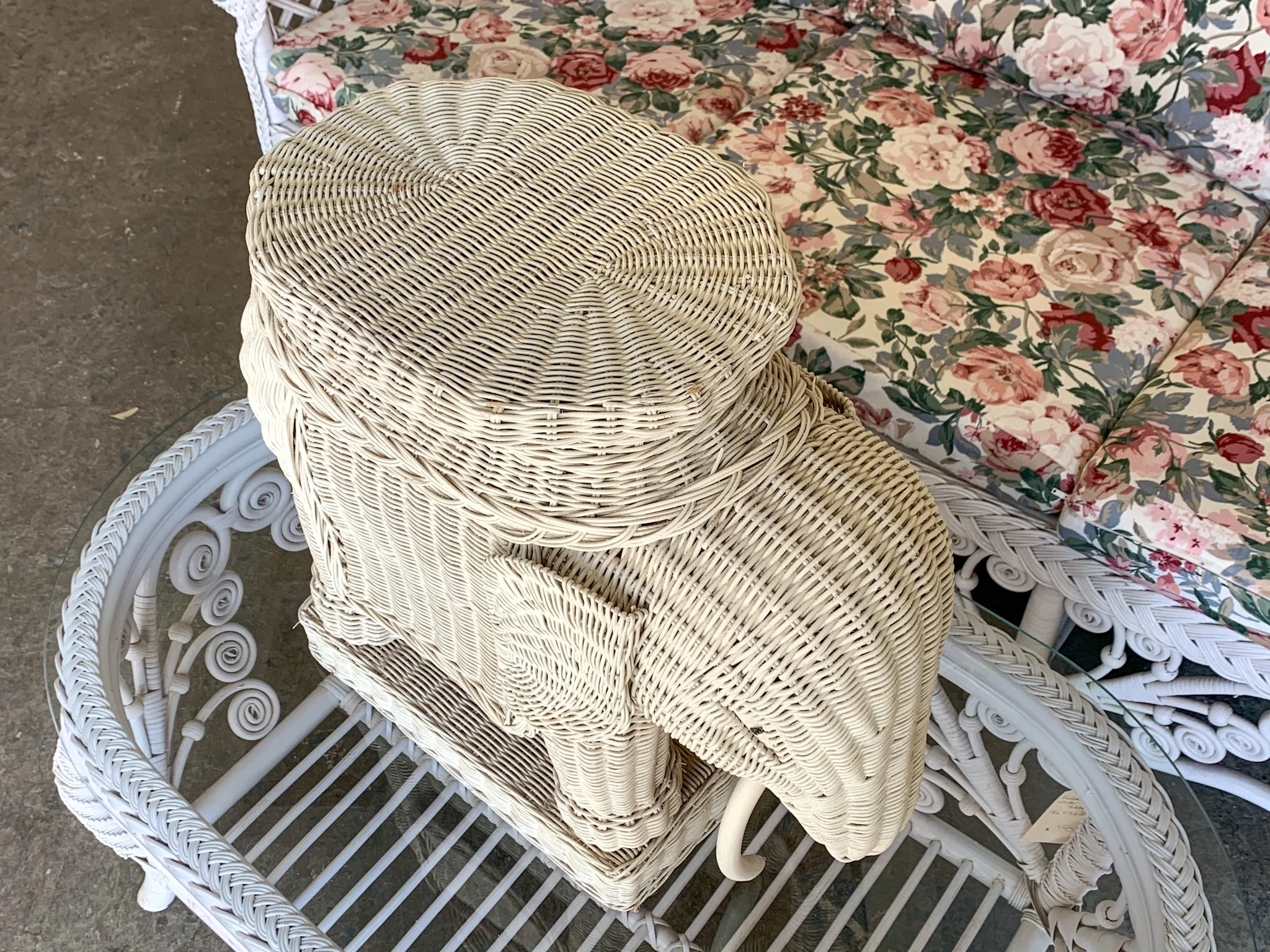 Wicker Elephant Garden Seat - Image 3