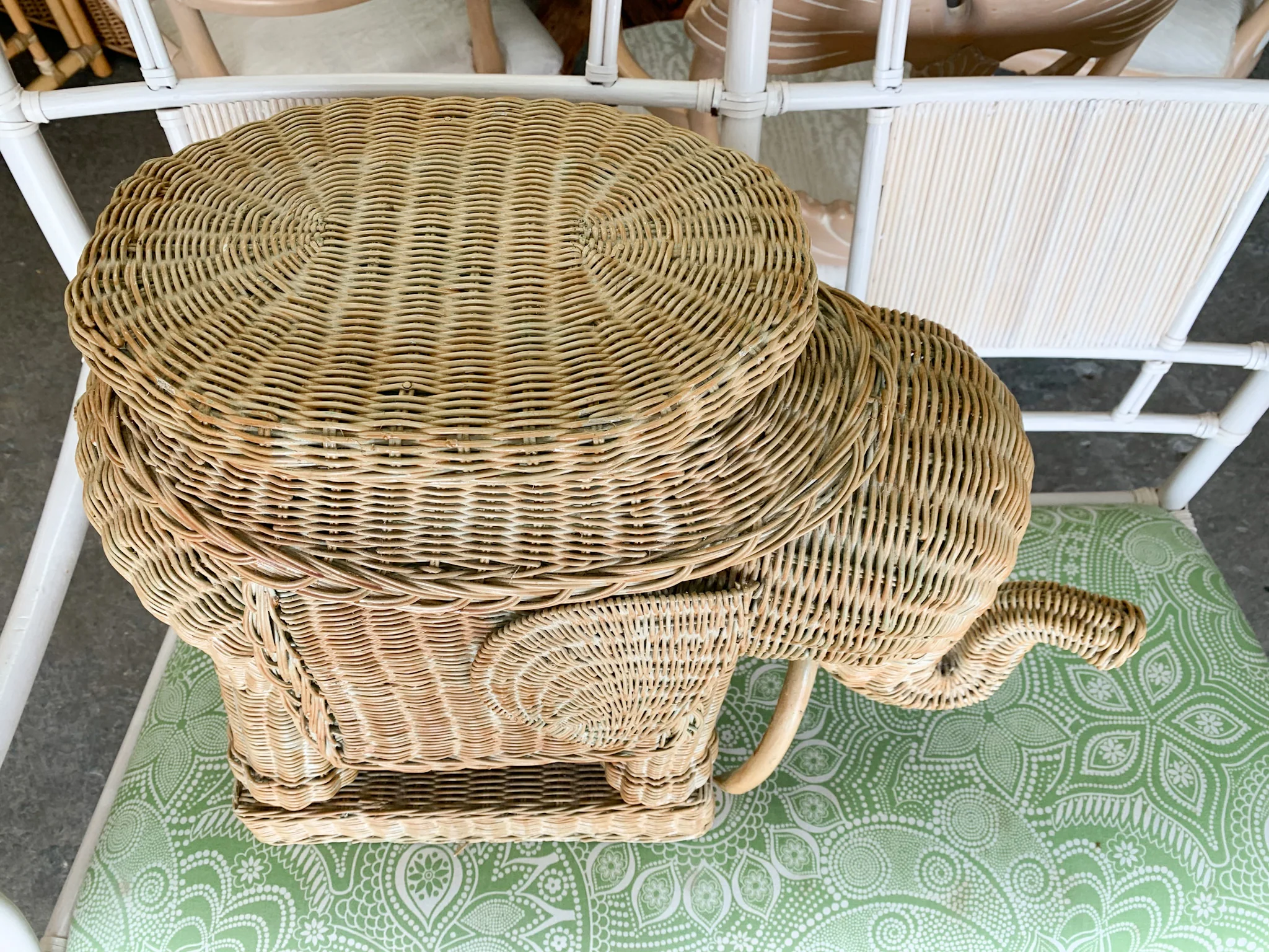 Wicker Elephant Garden Seat - Image 2