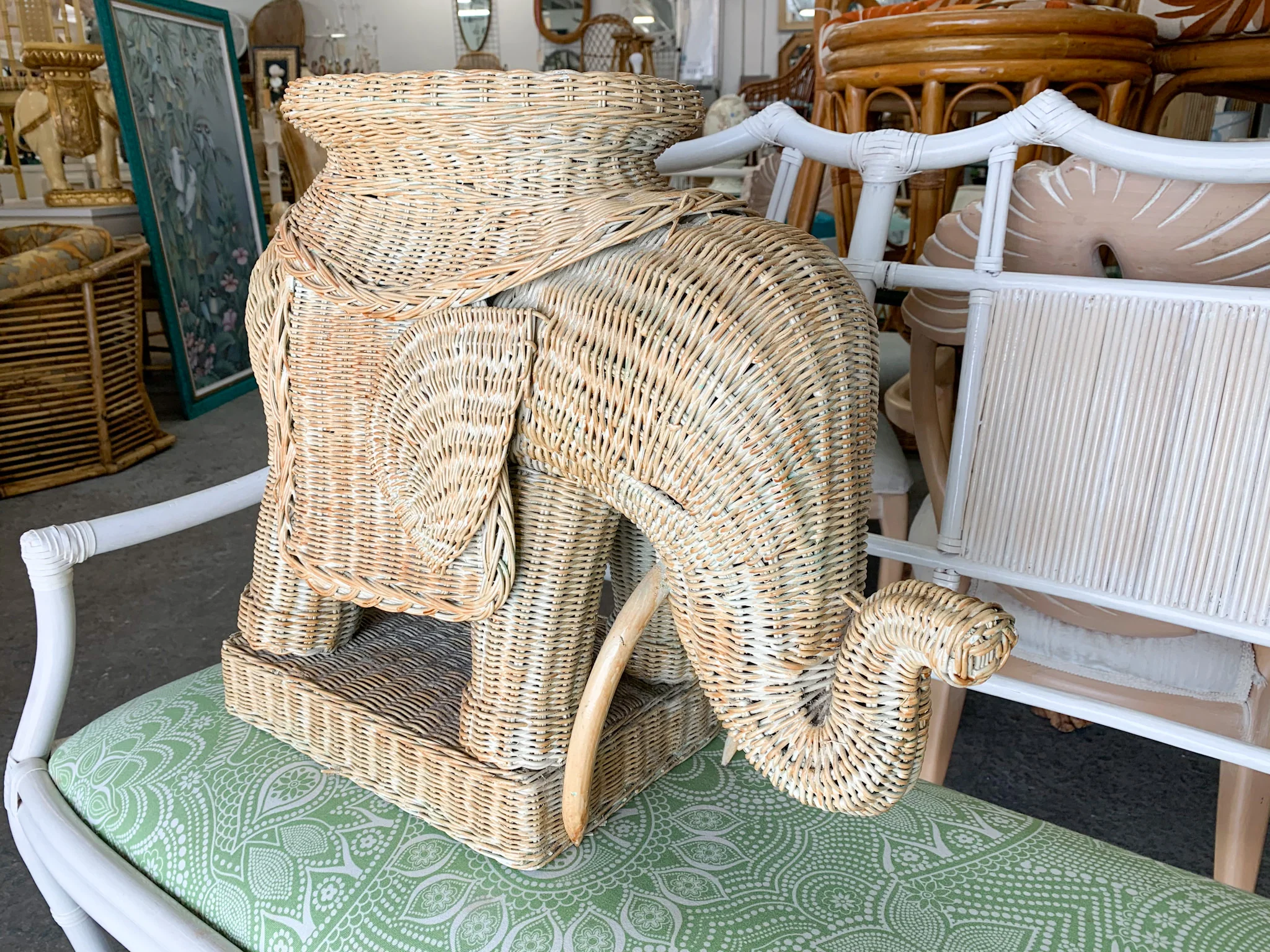 Wicker Elephant Garden Seat - Image 3