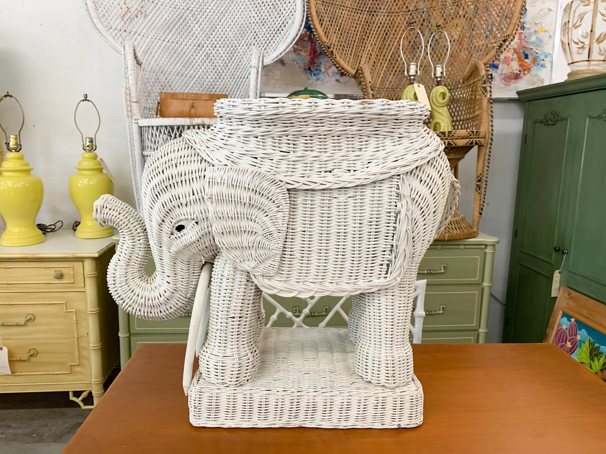Wicker Elephant Garden Seat