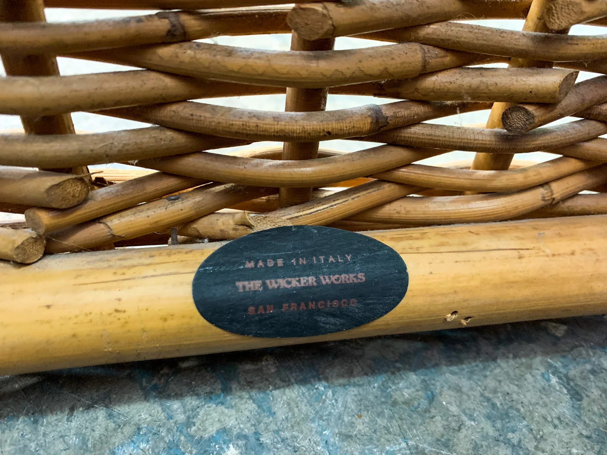 Wicker Works Rattan Lounge Chair and Ottoman - Image 7