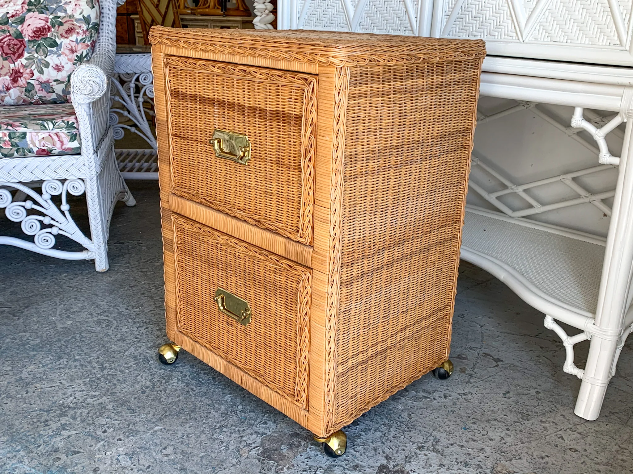 Wicker Wrapped File Cabinet - Image 6