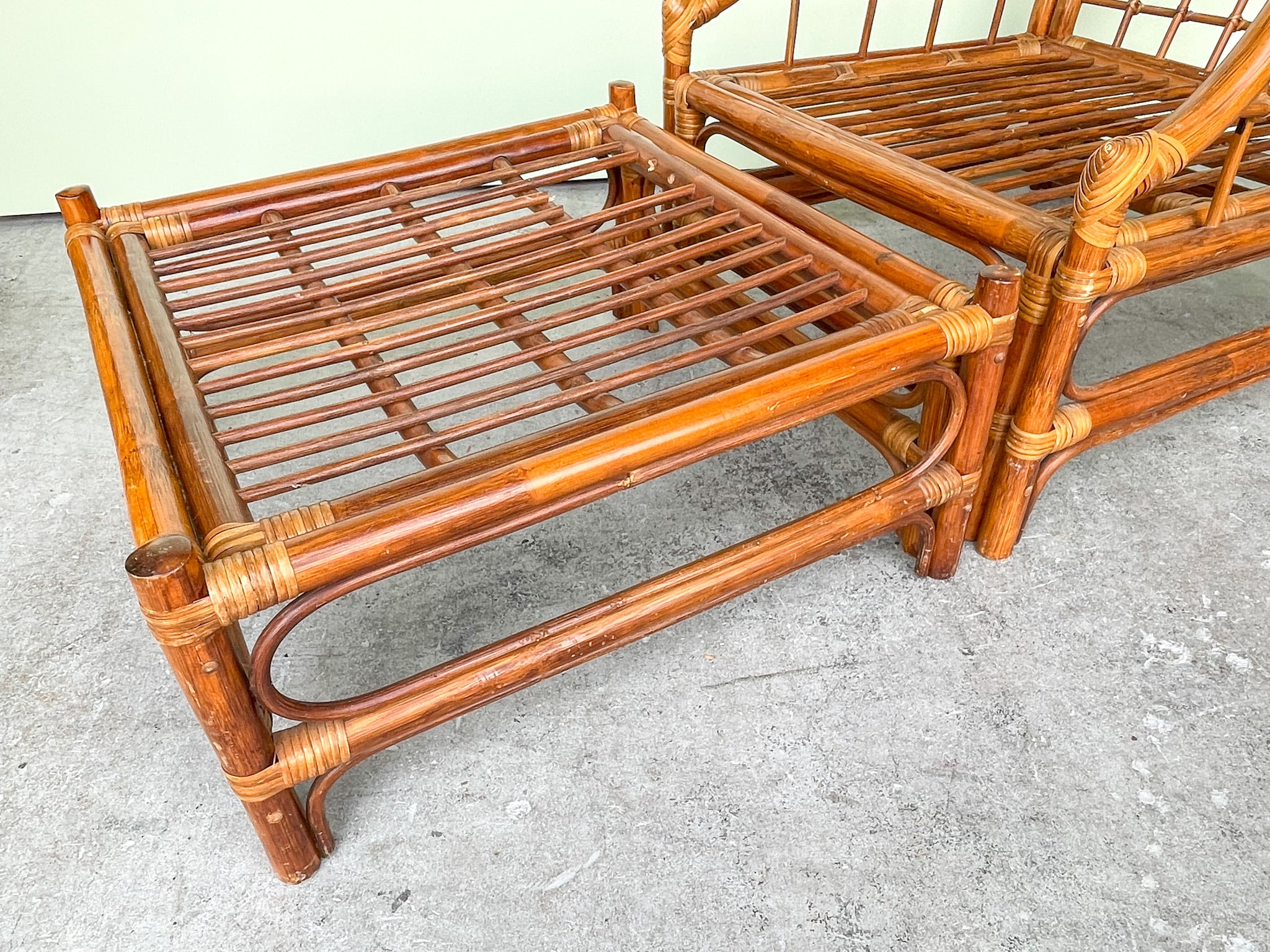 Wingback Rattan Chair and Ottoman - Image 6