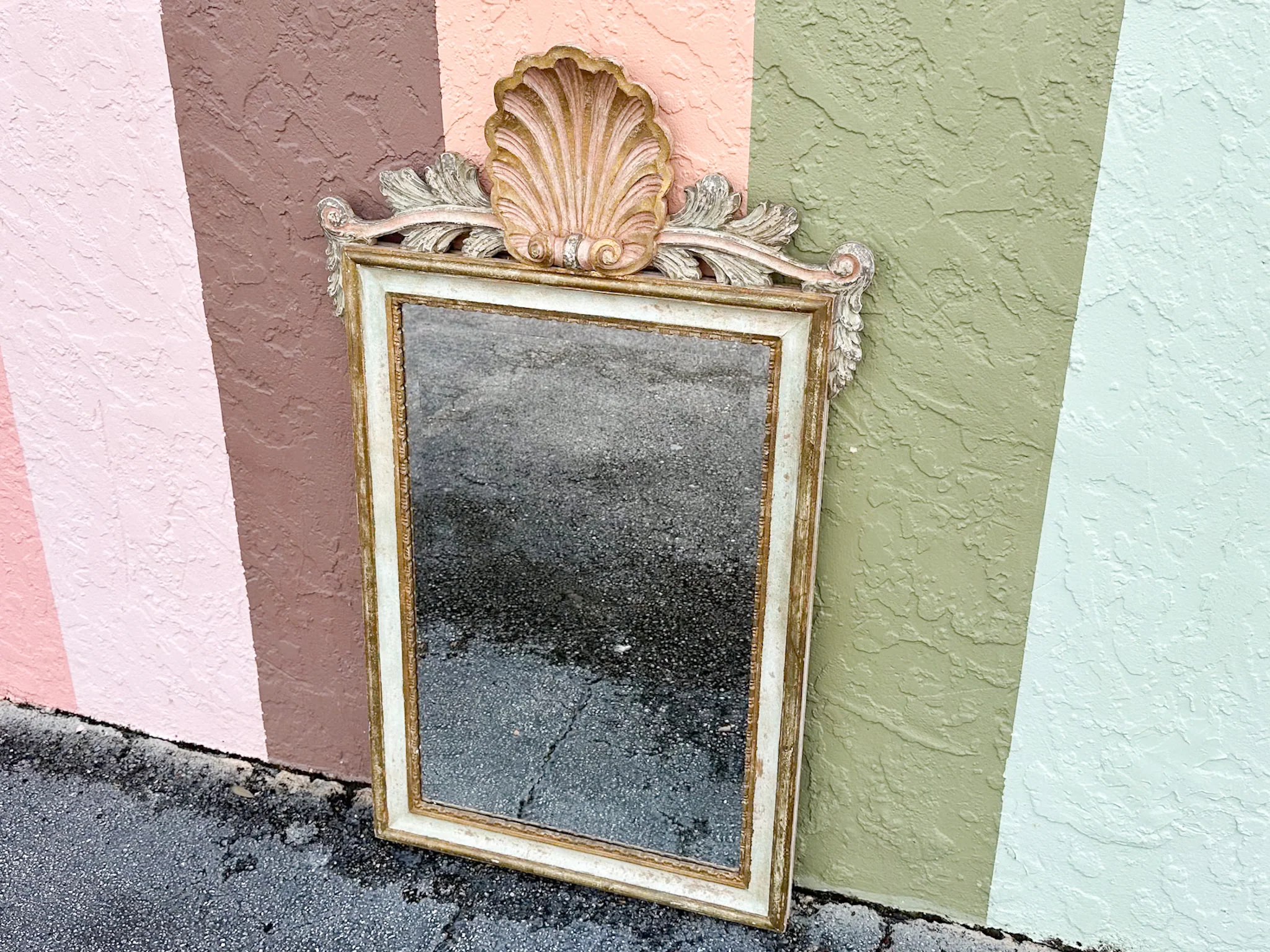 Wood Carved Shell Motif Mirror - Image 6