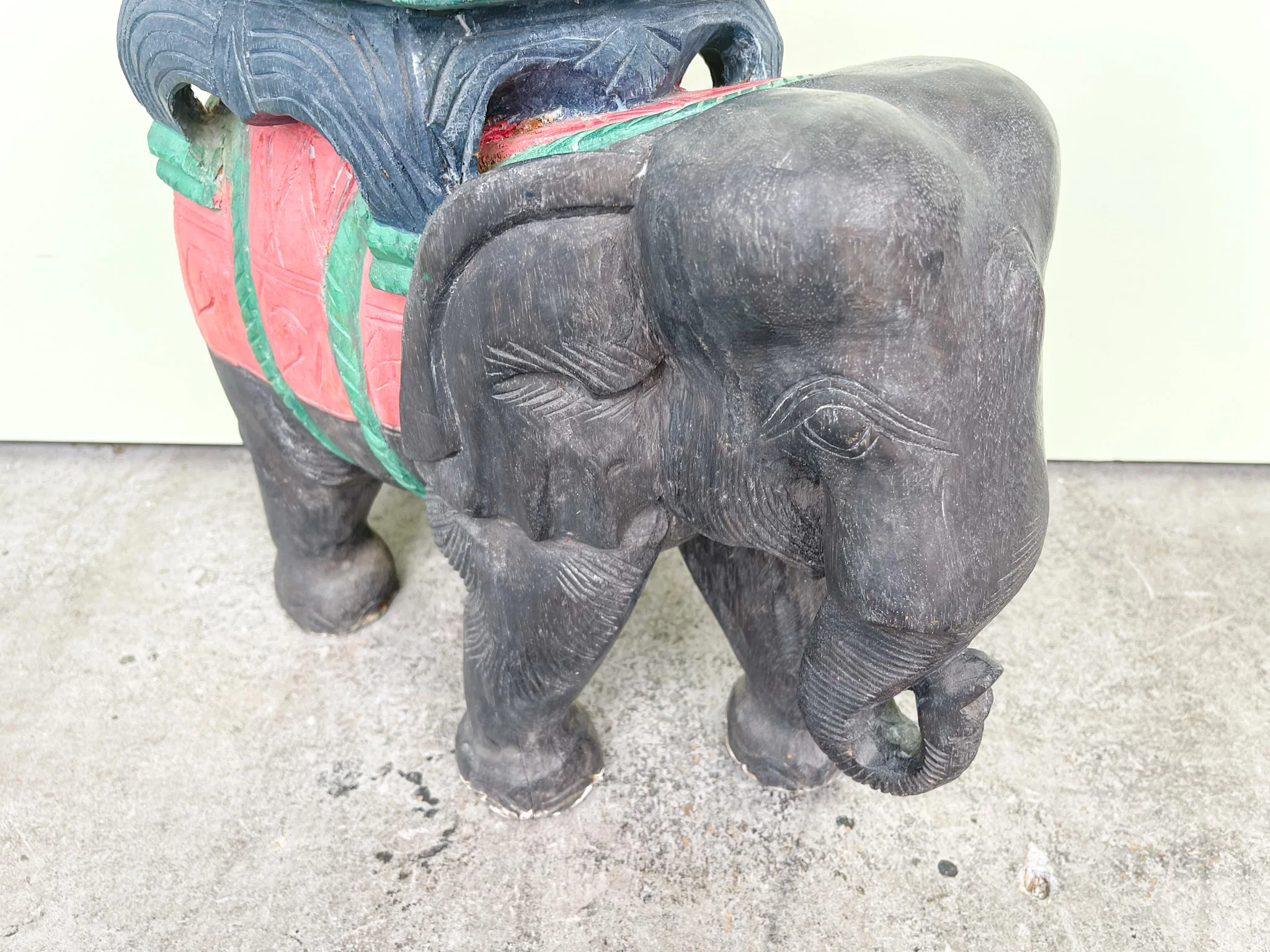 Wood Carved Thai Elephant - Image 4