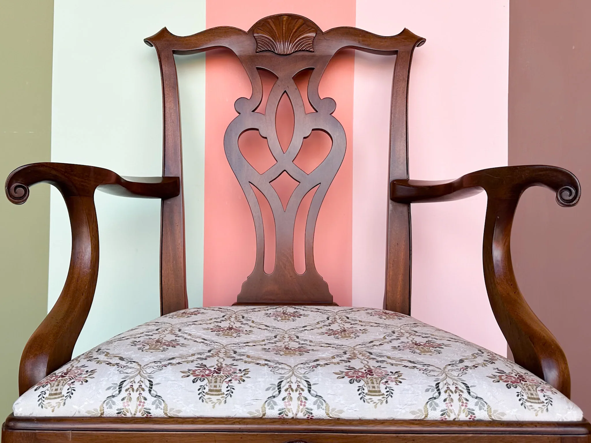 Wood Shell Motif Arm Chair - Image 7