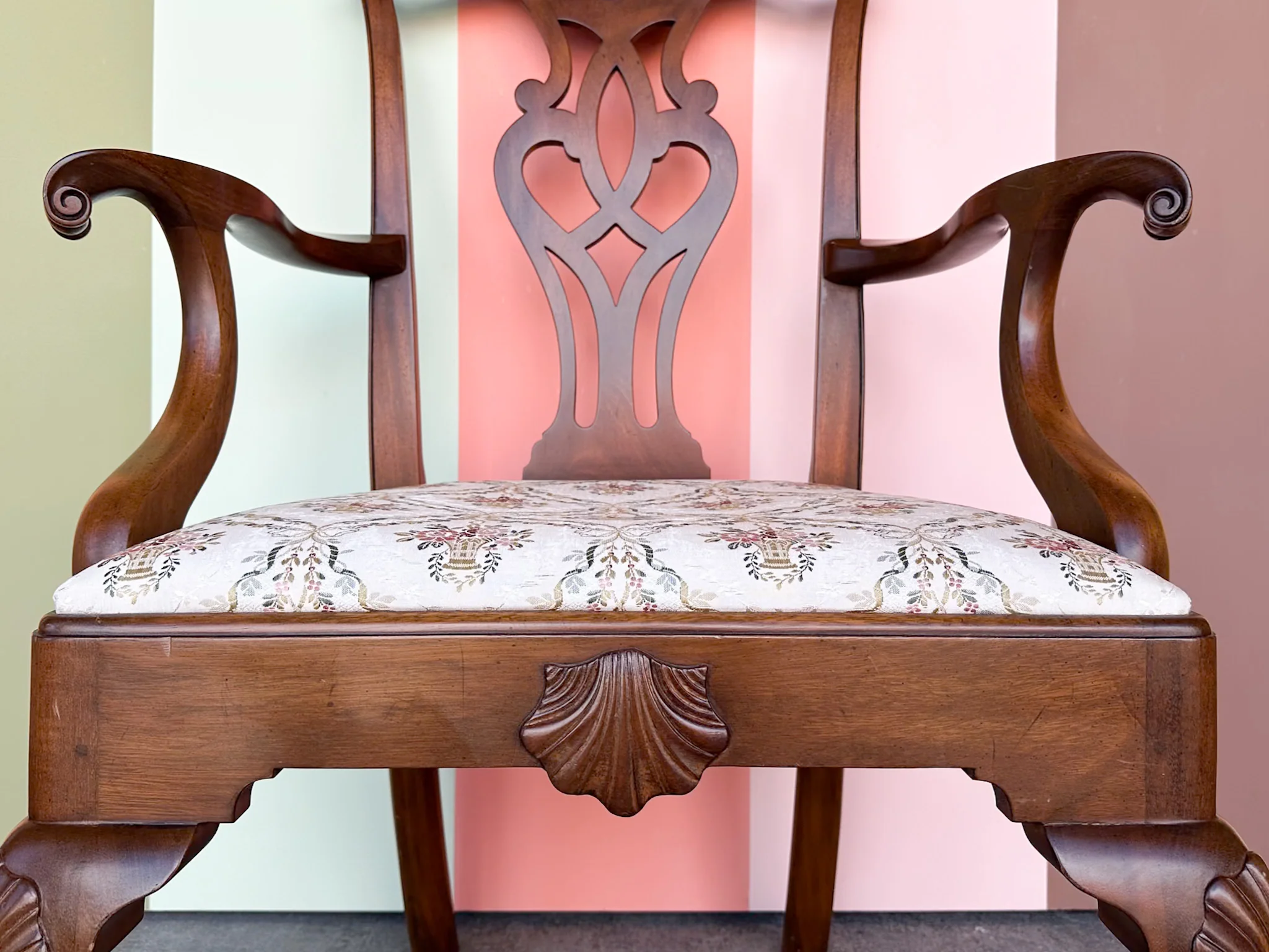 Wood Shell Motif Arm Chair - Image 8